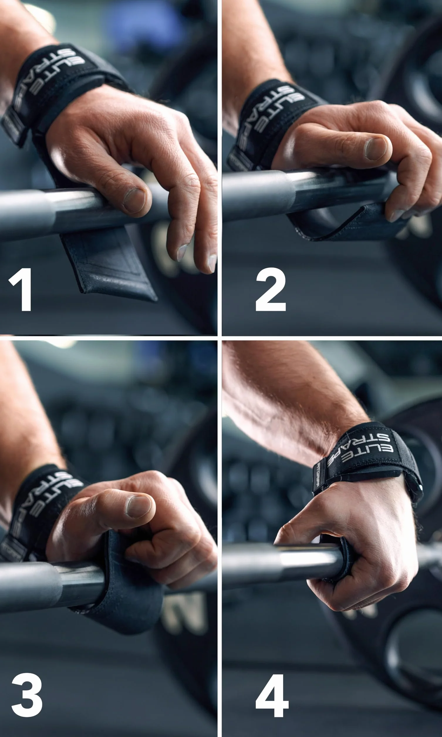 Fitgriff® Elite Straps 2.0 paski do podnoszenia ciężarów gumową podkładką trening siłowy