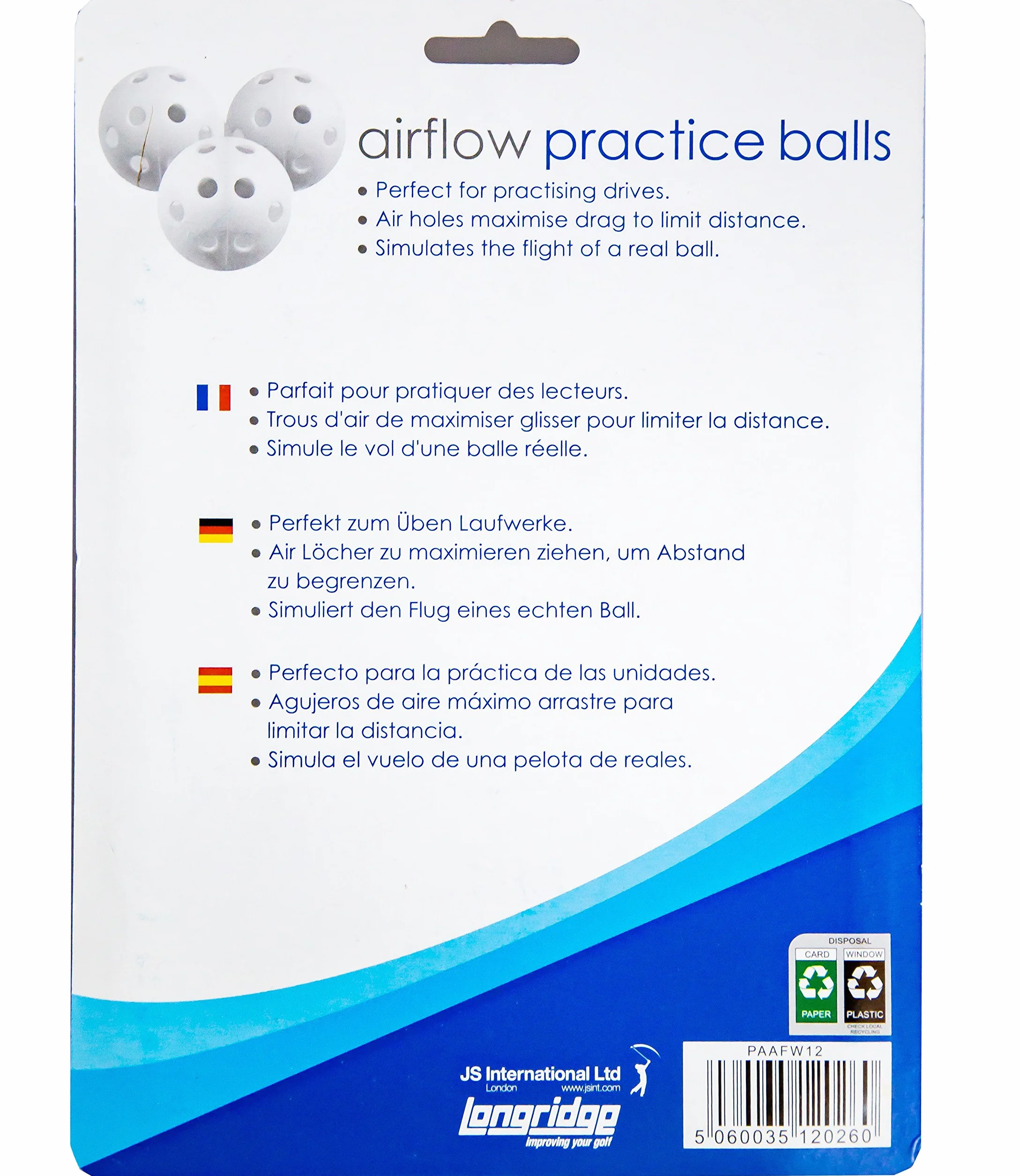 Longridge Golf Airflow piłki białe opakowanie 12 sztuk