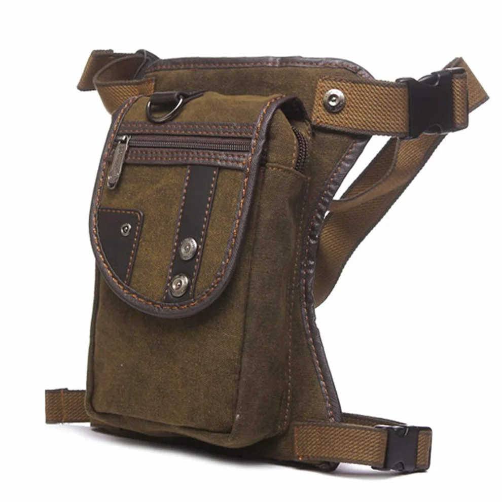Canvas Motorcycle Drop Leg Bag for Men Women Travel Outdoor Tactical Hiking Climbing Cycling Thigh Waist Pack Fanny Pouch