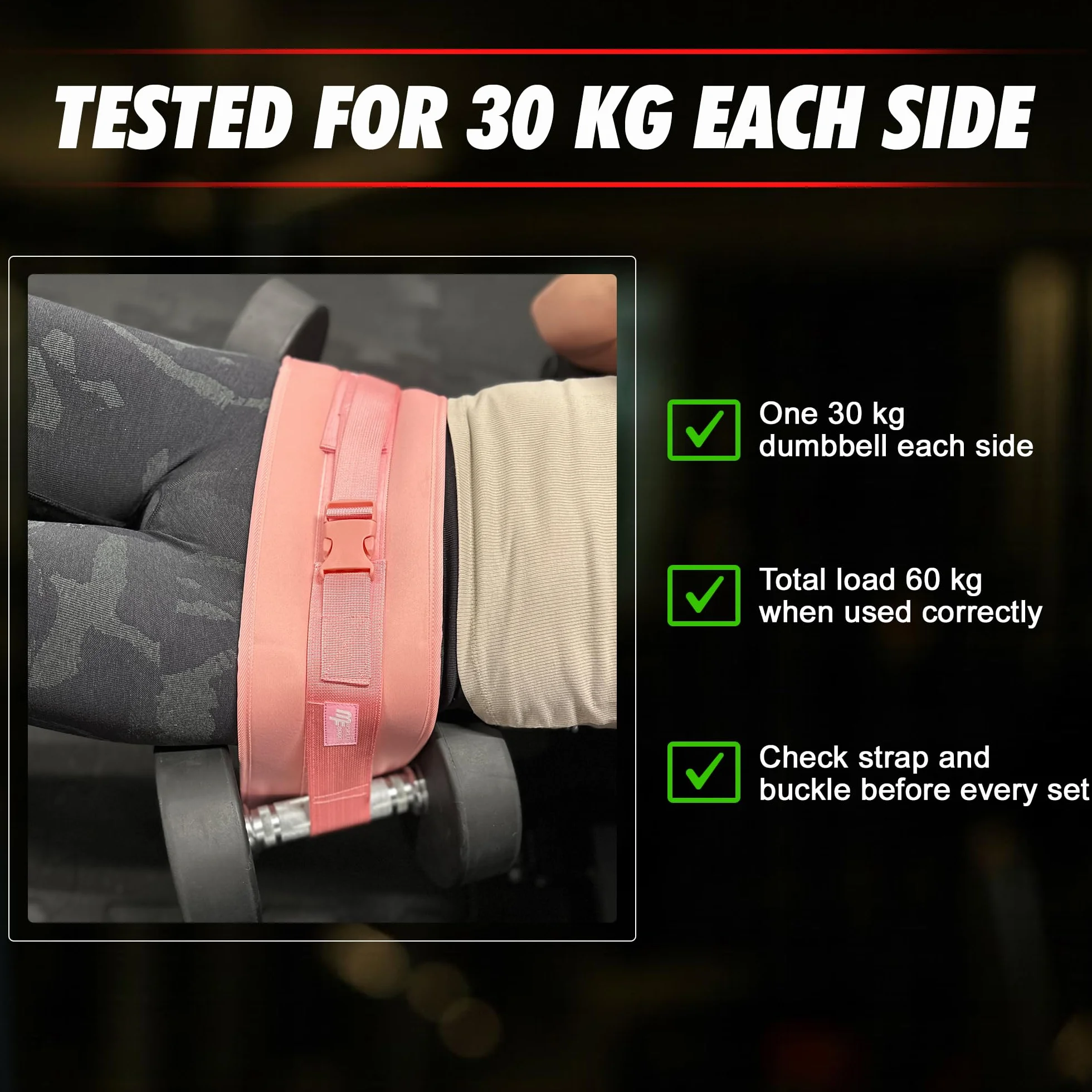 Pas obciążeniowy na biodra do mocowania hantli, do ćwiczeń hip thrust, pośladków, pompek