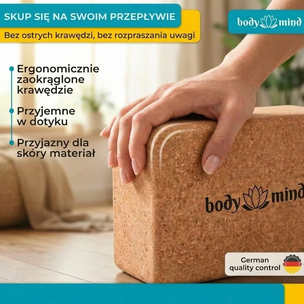Klocek do jogi wykonany z korka 100% naturalny do jogi, pilatesu, medytacji & fitness - klocek do jogi dla początkujących i profesjonalistów