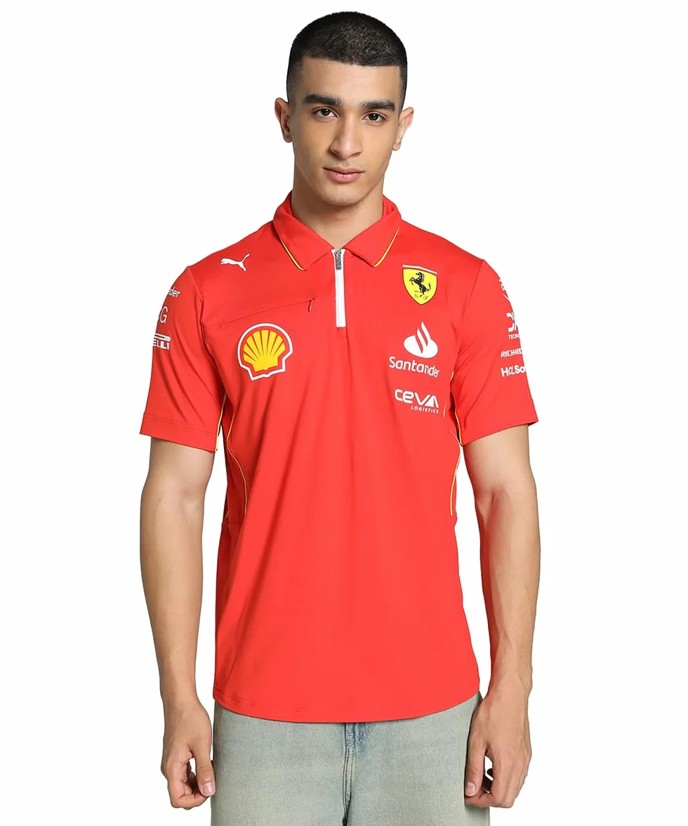 Scuderia Ferrari 2024 męska koszulka polo z profesjonalnej drużyny - czerwona