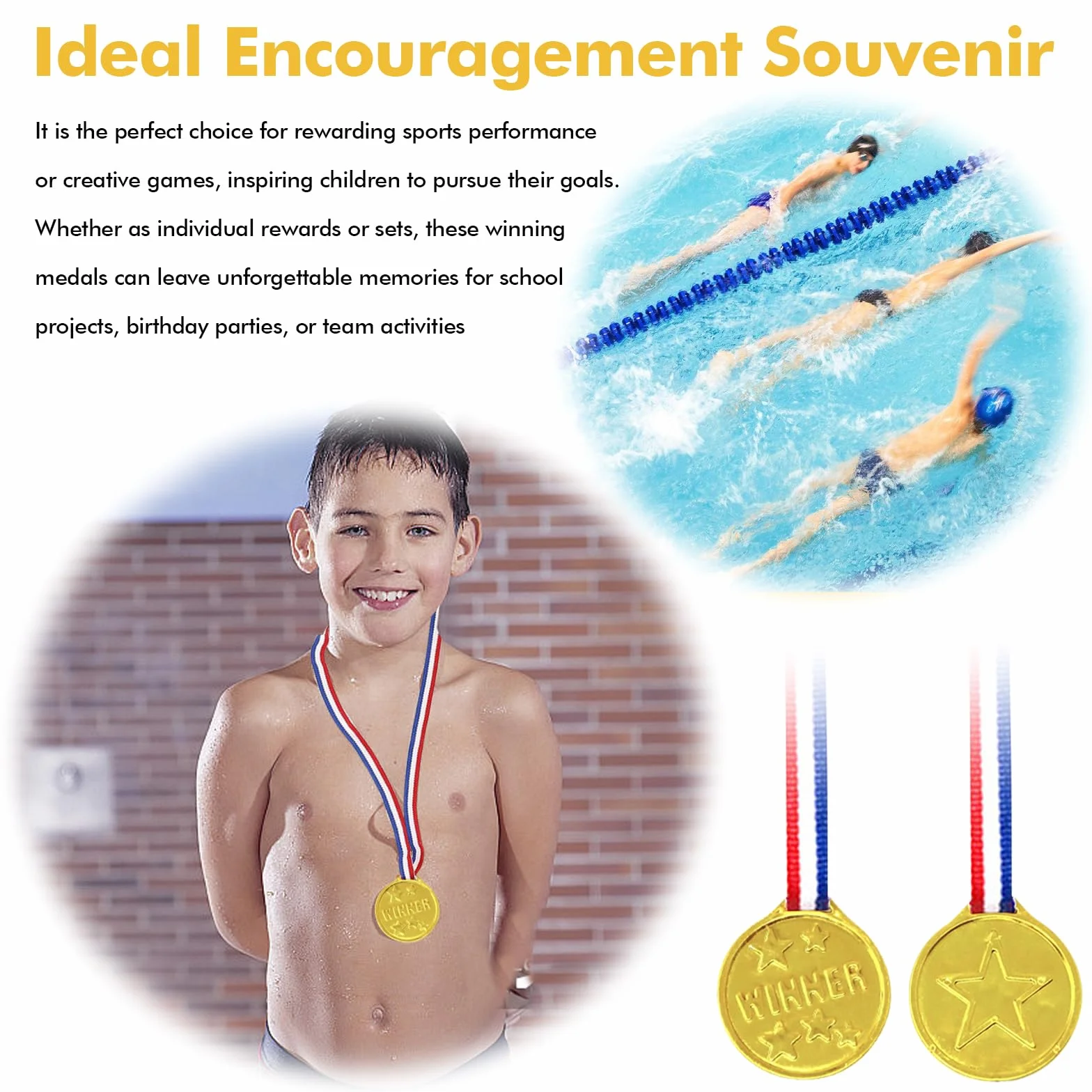 100 sztuk medali sportowych: medale zwycięzcy, zestaw medali dla dzieci, złote medale dla dzieci, super medale, pamiątki z gier urodzinowych dla dzieci, cade