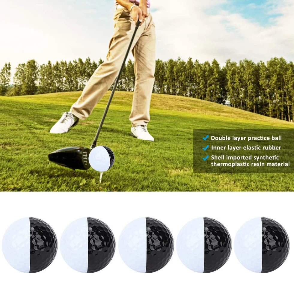 Vbest life 5 sztuk piłek golfowych, czarno-białe dwuwarstwowe piłki golfowe do akcesoriów do treningu golfowego