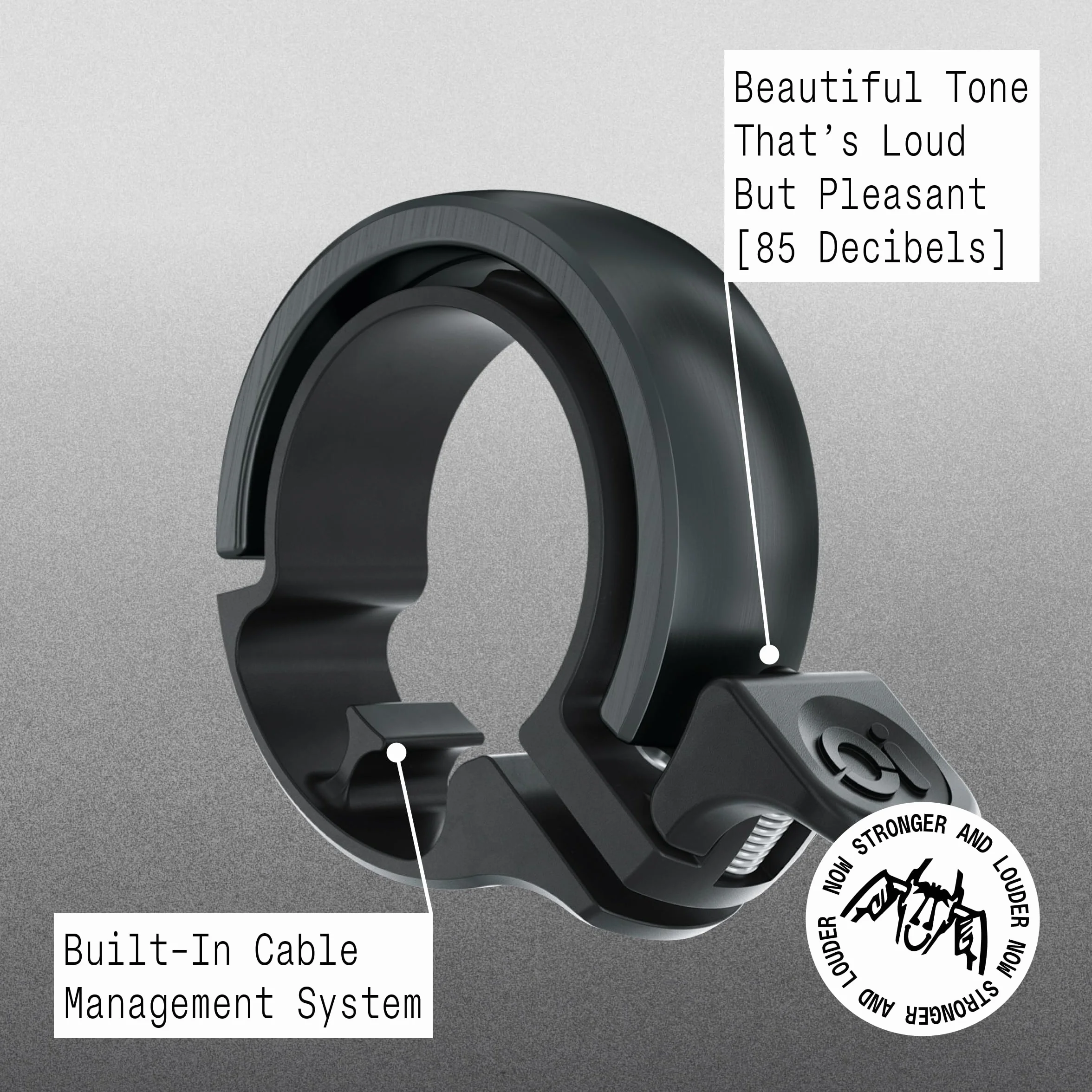 Knog Oi Bike Bell - oryginalny i luksusowy styl, wbudowany klips do kabli, dzwonek rowerowy dla dorosłych/młodzieży (czarny, miedź, mosiądz, aluminium)