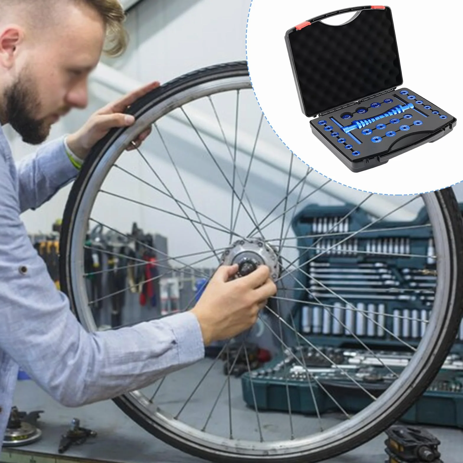 Coptiner Zestaw pras do łożysk rowerowych 18 par aluminiowa prasa do łożysk MTB