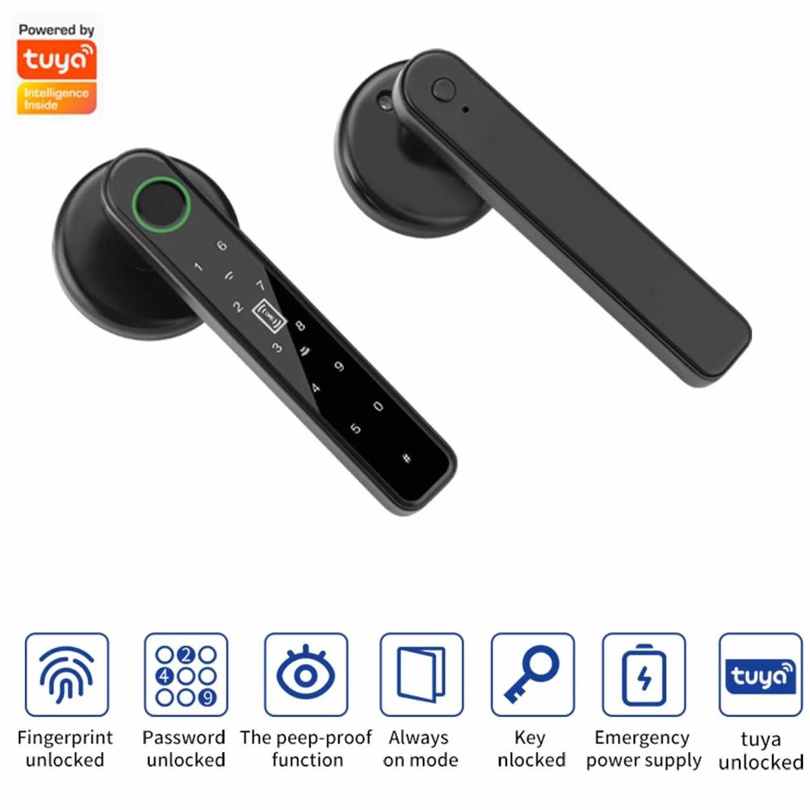 Fingerprint Door Lock 5 w 1 Smart Door Knob z APP/Karta/IC/Password/Keypad