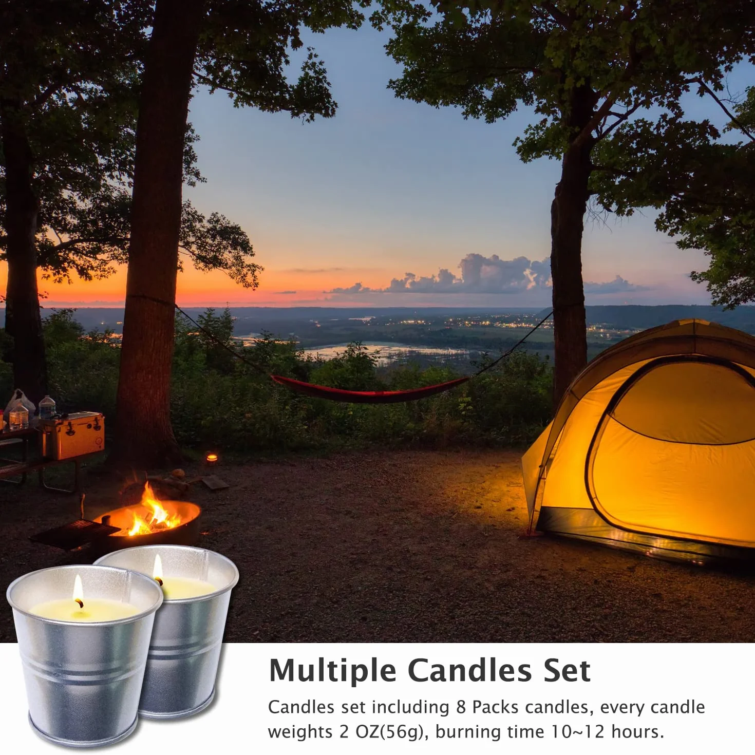 Citronella Candle Outdoor 8-pak świec Citronella, naturalny wosk sojowy o zapachu trawy cytrynowej, 70 ml, świece do ogrodu, na patio, piknik, kemping