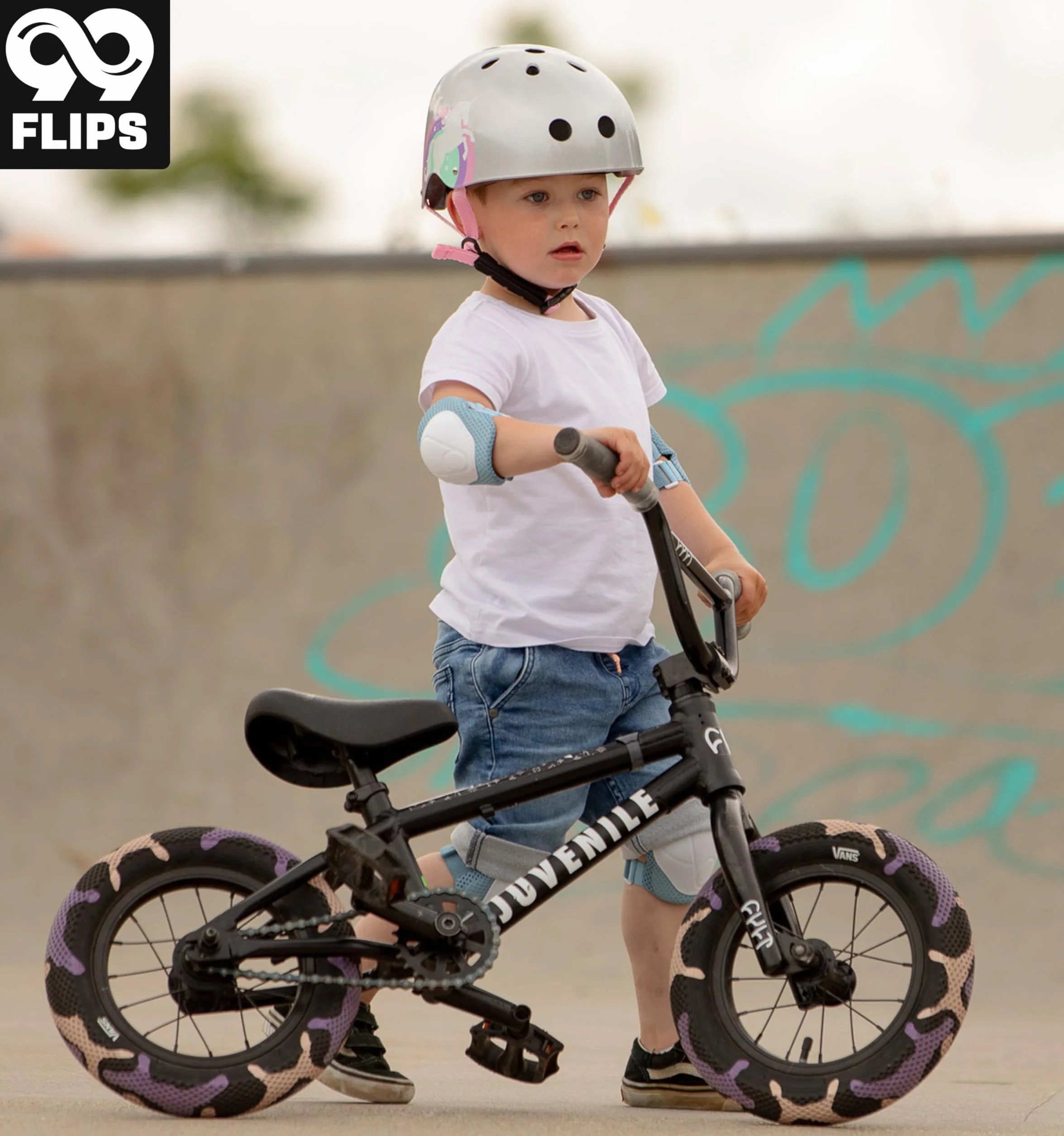 99FLIPS Kask dziecięcy Skater - GS z certyfikatem TÜV Rheinland - Od 3 lat - Kask rowerowy dziecięcy dziewczęcy - Kask dziecięcy niemieckiej marki - Kask deskorolkowy