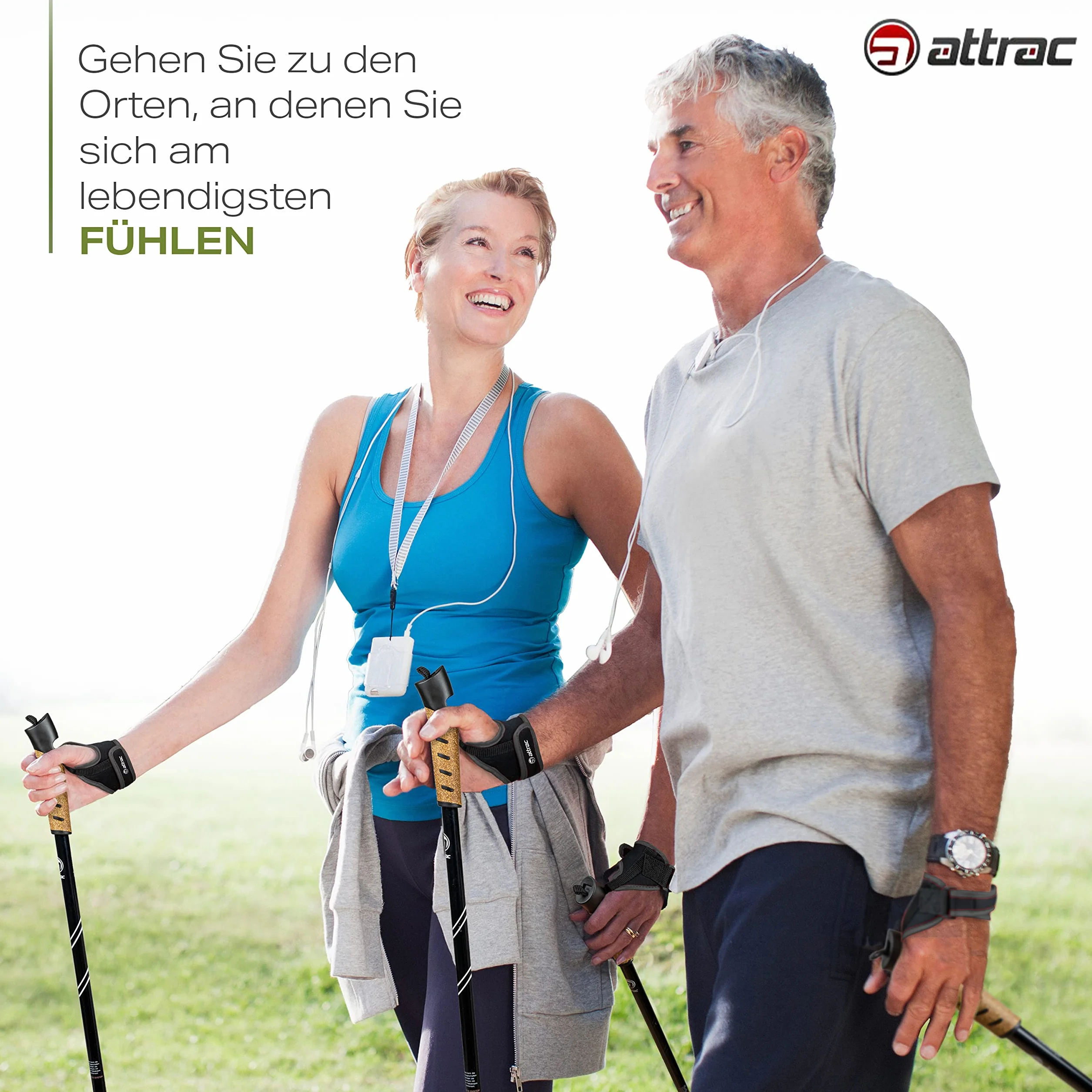 Attrac Nordic Walking Classic kijki trekkingowe 69-136 cm aluminiowe amortyzacja Anti-Shock teleskopowe regulowane torba