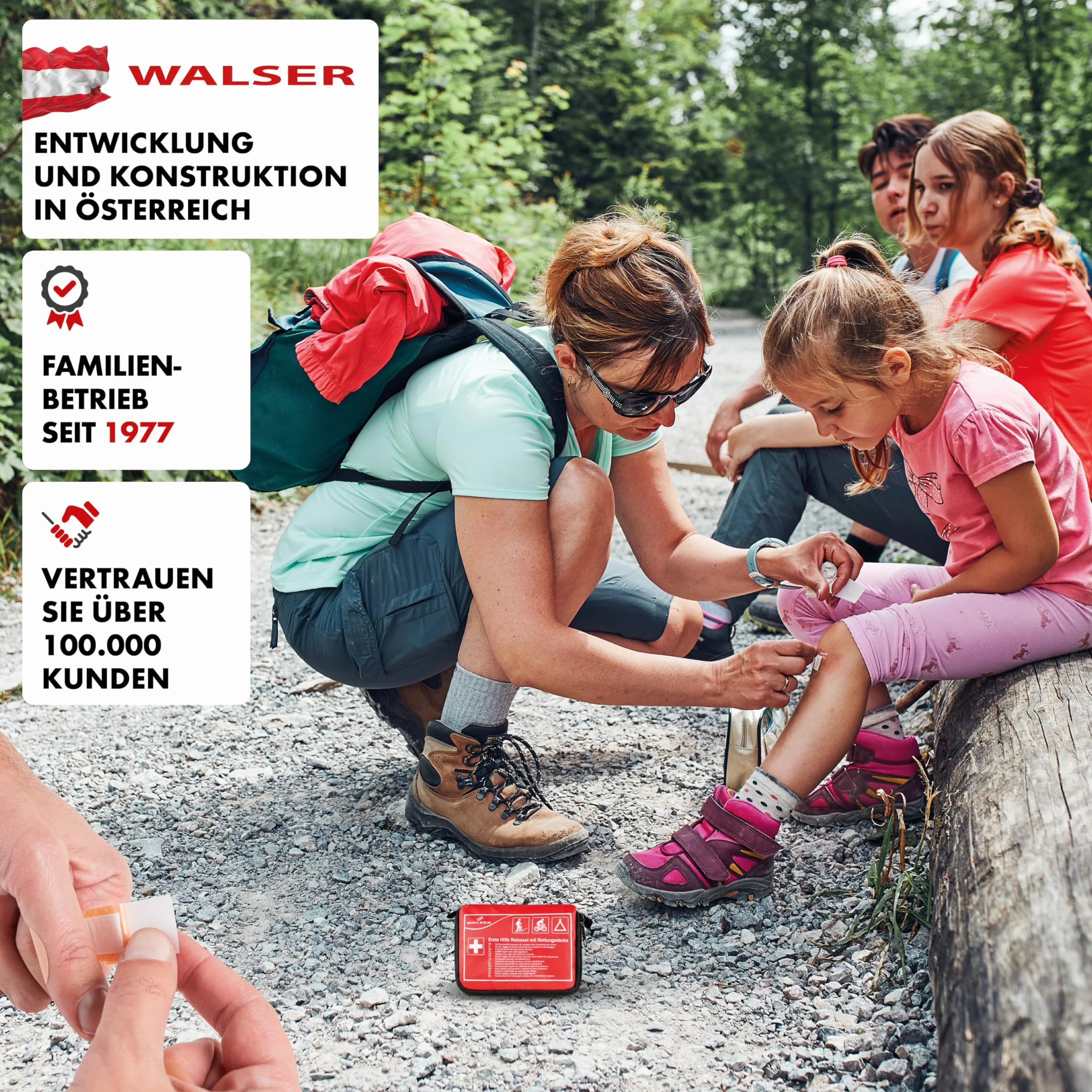 Walser Premium Mini Apteczka Pierwszej Pomocy 2025, Wodoodporny Zestaw Ratunkowy na Zewnętrzne/Kampowanie/Rower, 34-częściowy Zestaw Farmaceutyczny Podróżny, Kompaktowa Apteczka Pierwszej Pomocy na