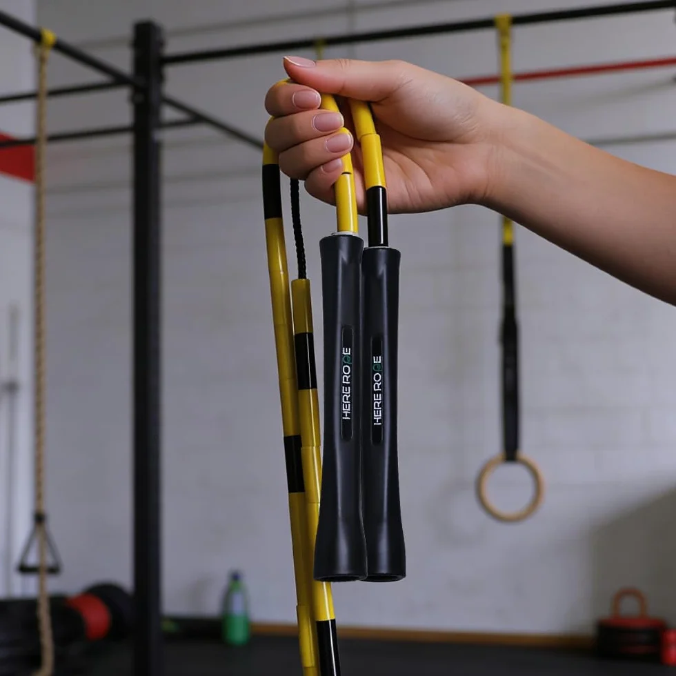 HEREROPE 3,1 m regulowana skakanka z pereł – nietłukące się uchwyty, odporne na odpryski perły, nie plączą się, idealna do rytmu, kontroli, cardio i fitnessu