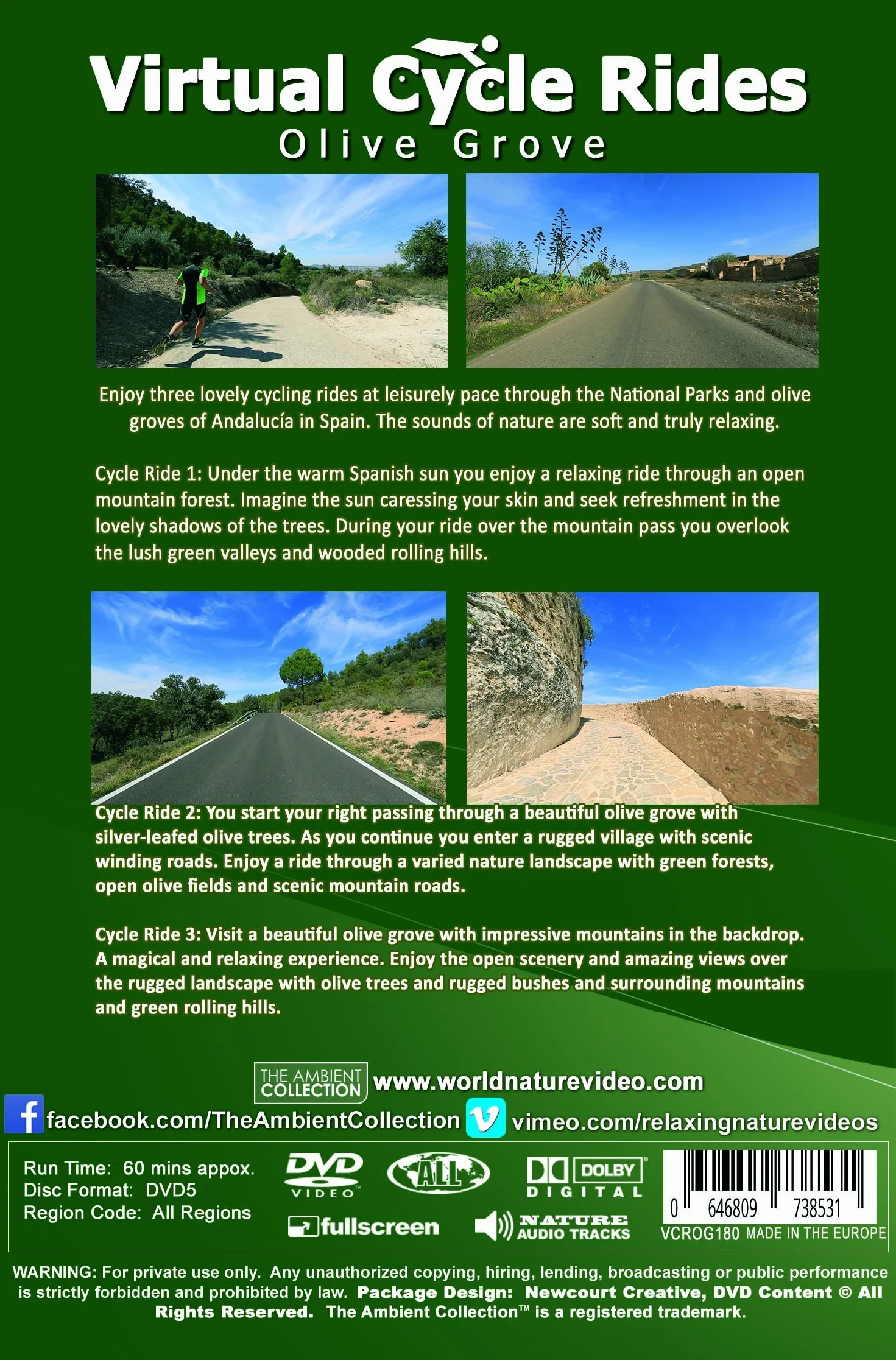 Virtual Cycle Rides - Olives Groves for Indoor Cycling Treadmill and Running Workouts