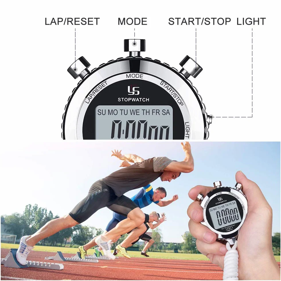 LAOPAO Stoper 1/100 sekund wodoszczelny elektroniczny chronograf timer z lampką