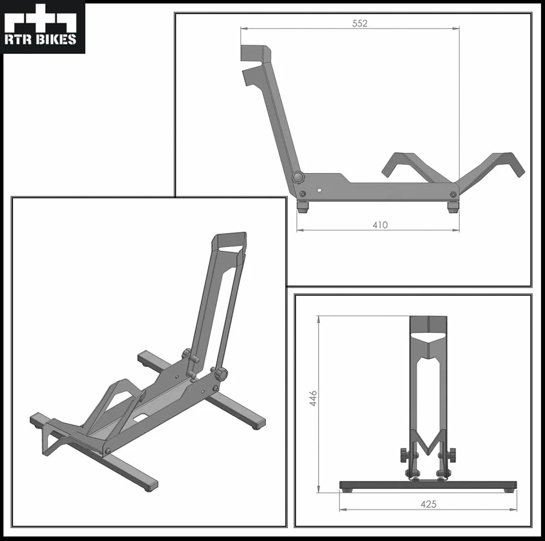 RTR BIKES Brutus Stojak Rowerowy Na Tylne Koło do 30kg Stalowa Konstrukcja 26-29" 2,8"