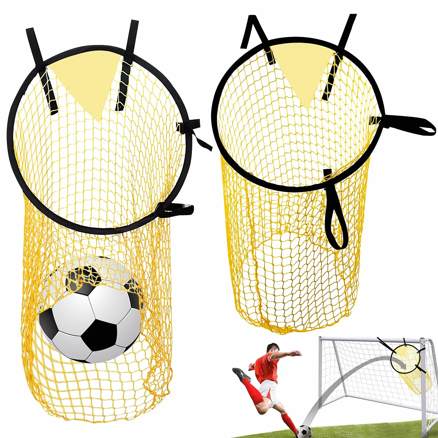 Piłka nożna 2 szt. Top Bins Piłka nożna Piłka nożna Piłka nożna Top Bins Żółta tarcza piłkarska z regulowanymi paskami do precyzyjnego treningu piłki nożnej