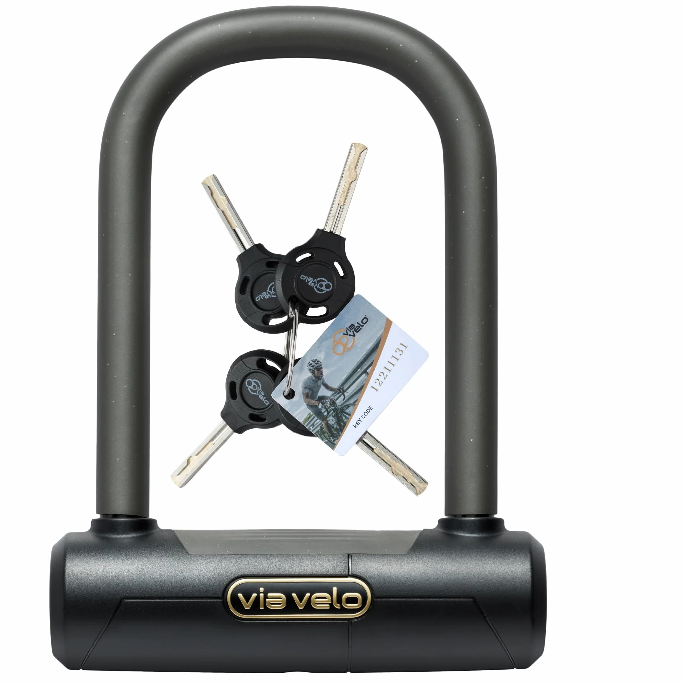Via Velo U-lock dłuższy zamek U 27,9 cm 11 cali stal 20CrMnTi antykradzieżowy ze wspornikiem