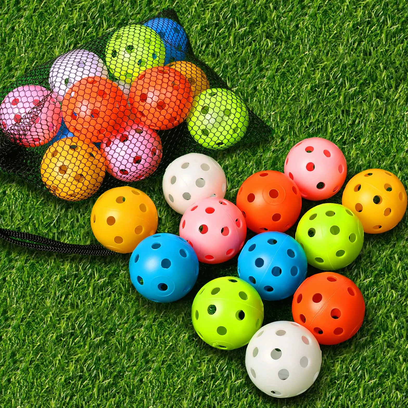 THIODOON Piłka do ćwiczeń golfowych, przepływ powietrza, puste piłki golfowe, 40 mm, plastikowe piłki golfowe do treningu huśtawki, strzelnica do domu, na zewnątrz, gry w golfa, dla dorosłych, dzieci,