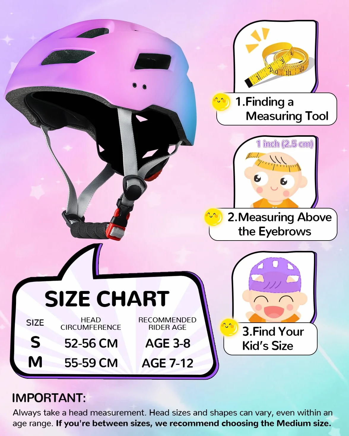 Dziecięcy kask rowerowy dla dziewcząt i chłopców, regulowany kask rowerowy dla dzieci, kask rowerowy, kask multisportowy do jazdy na deskorolce, jazdy na rowerze, jazdy na rolkach, 52-56 cm