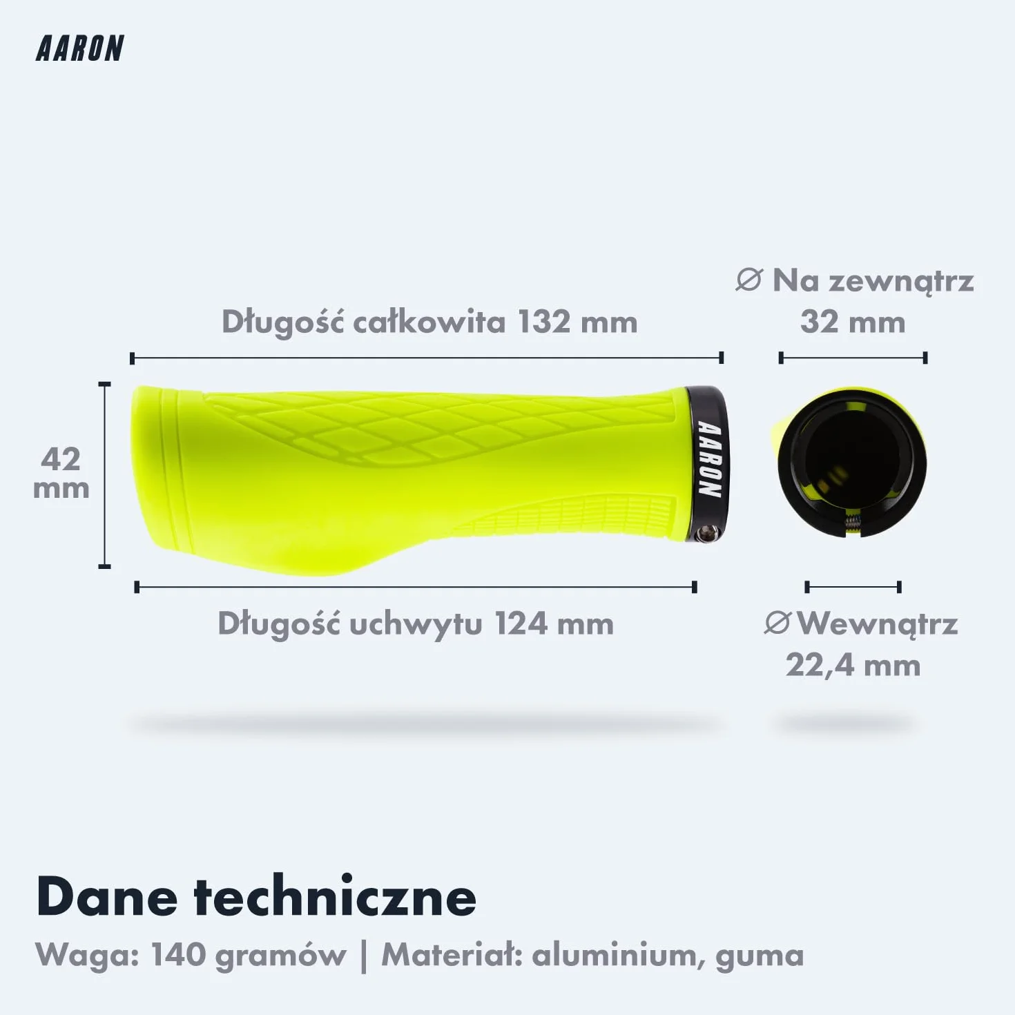 AARON Pasuje do uchwytów rowerowych z amortyzującą powierzchnią nośną, ergonomiczne, antypoślizgowe gumowe uchwyty, miękkie uchwyty do rowerów elektrycznych, rowerów trekkingowych, rowerów górskich,