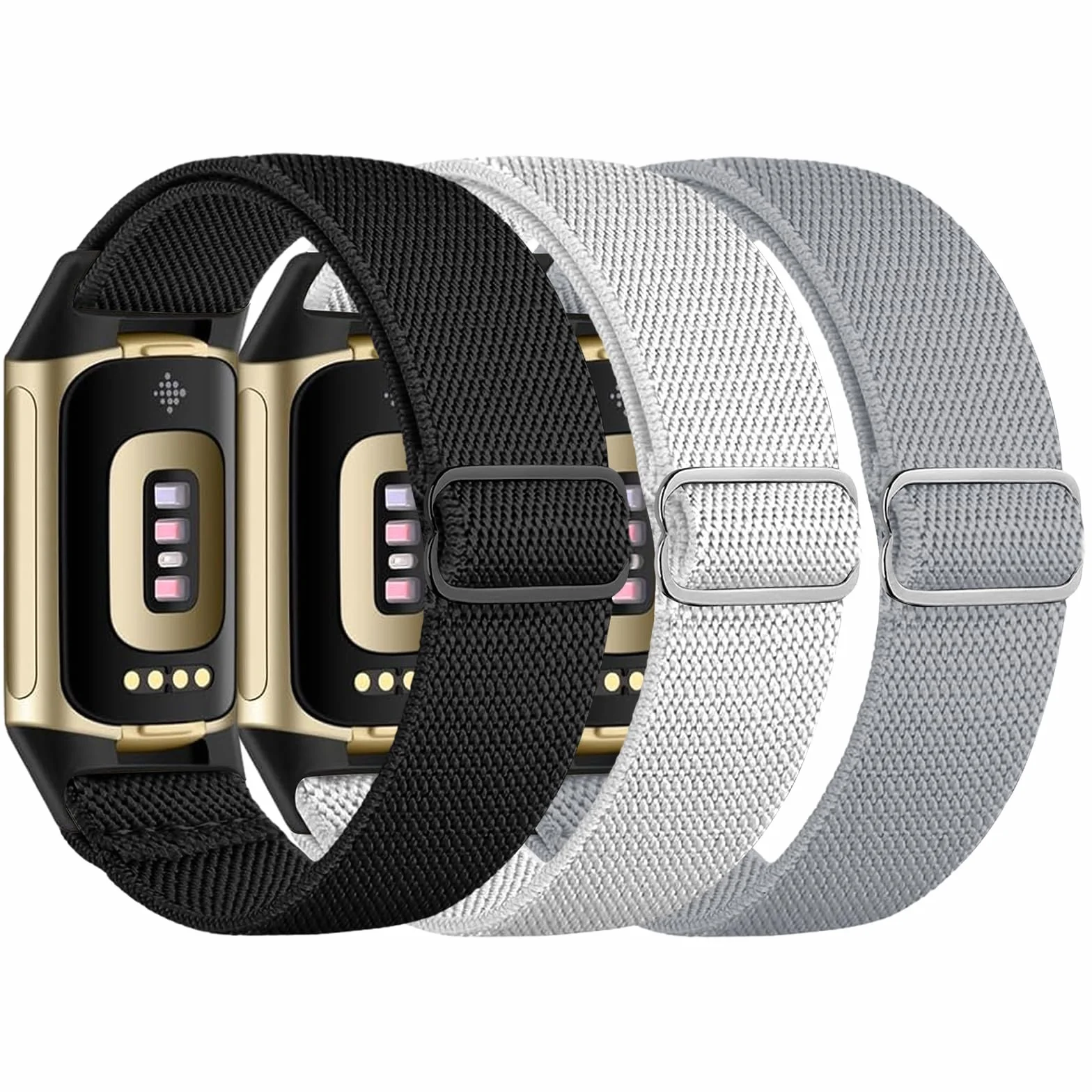 chinbersky Elastyczna bransoletka kompatybilna z Fitbit Charge 6 / Fitbit Charge 5, regulowana tkanina nylonowa, rozciągliwa, oddychająca, sportowa bransoletka do Fitbit Charge 6/Charge 5, dla kobiet