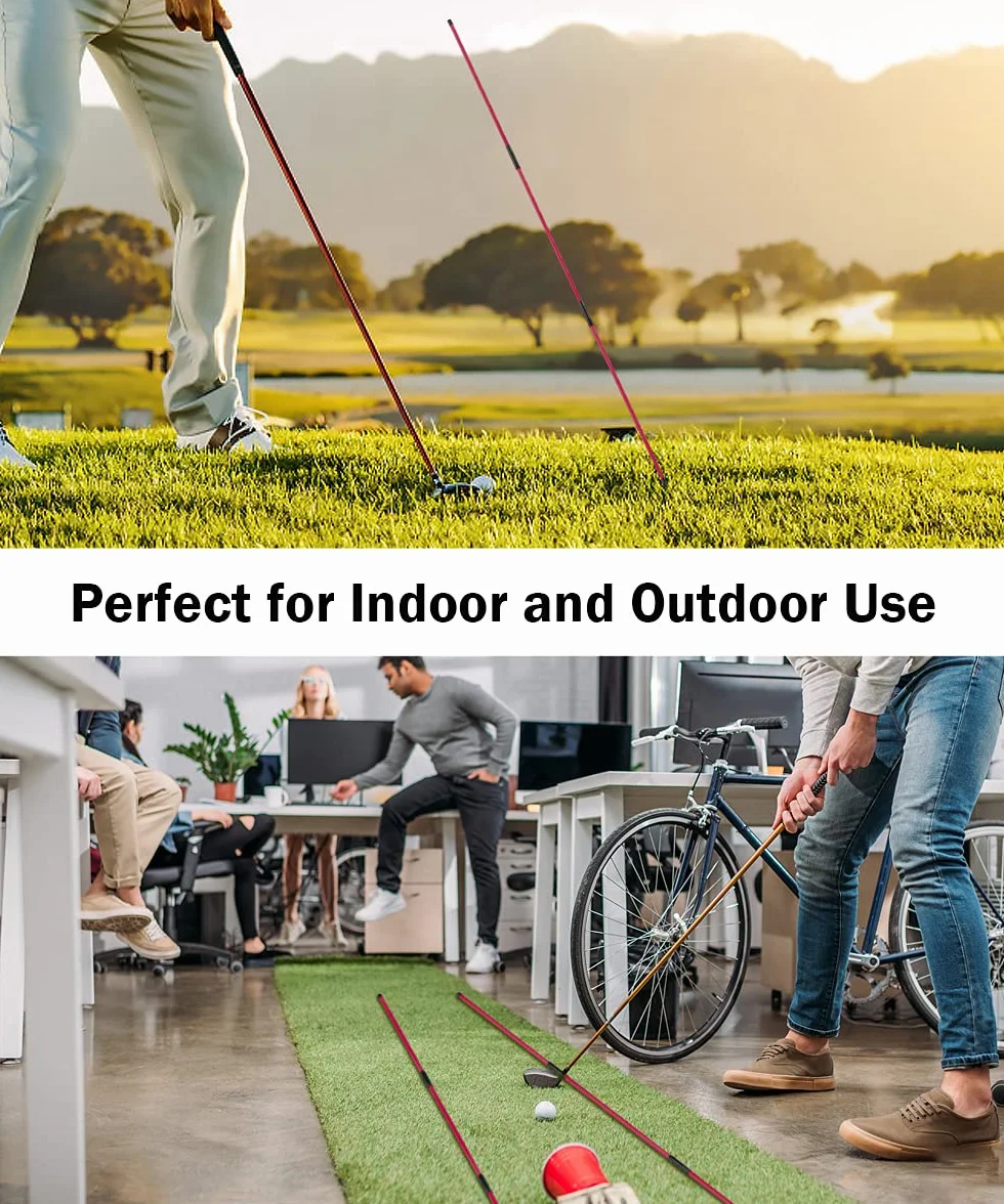 Rhino Valley Golf Alignment Sticks wskaźnik kierunku 2 sztuki składanych drążków do golfa z przezroczystą rurką