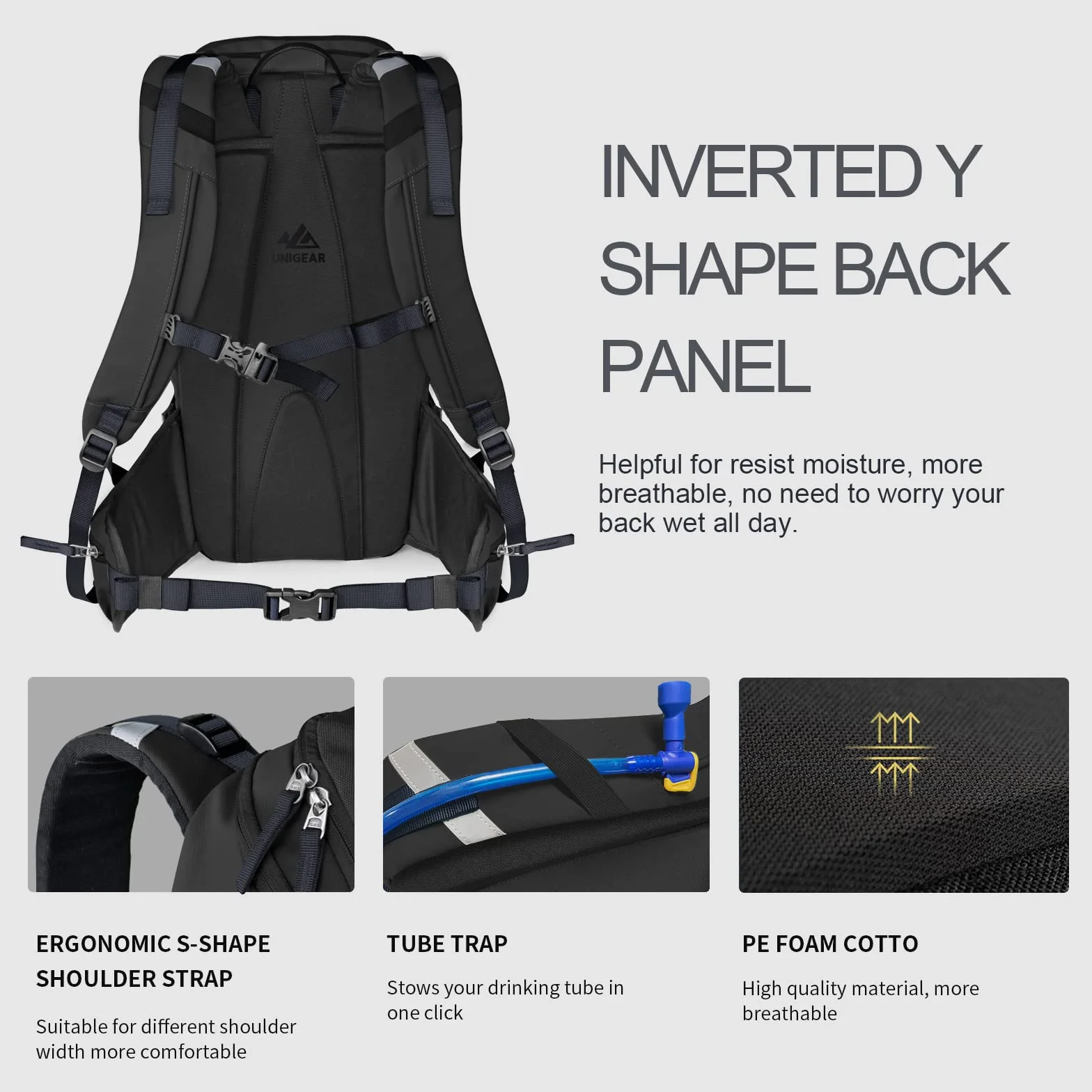 Unigear Plecak narciarski, 30 l, snowboardowy plecak podróżny 900D, wodoodporny plecak na snowboard, gogle, rękawiczki, narty, kemping i akcesoria turystyczne
