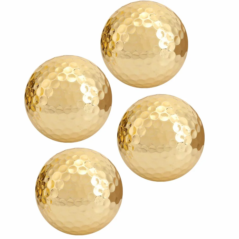 Keenso Piłka golfowa, 4 szt. przenośna, podwójna warstwa pozłacana, akcesoria do piłek golfowych, złoty, warunki oświetlenia gruntu Golf sporty rekreacyjne