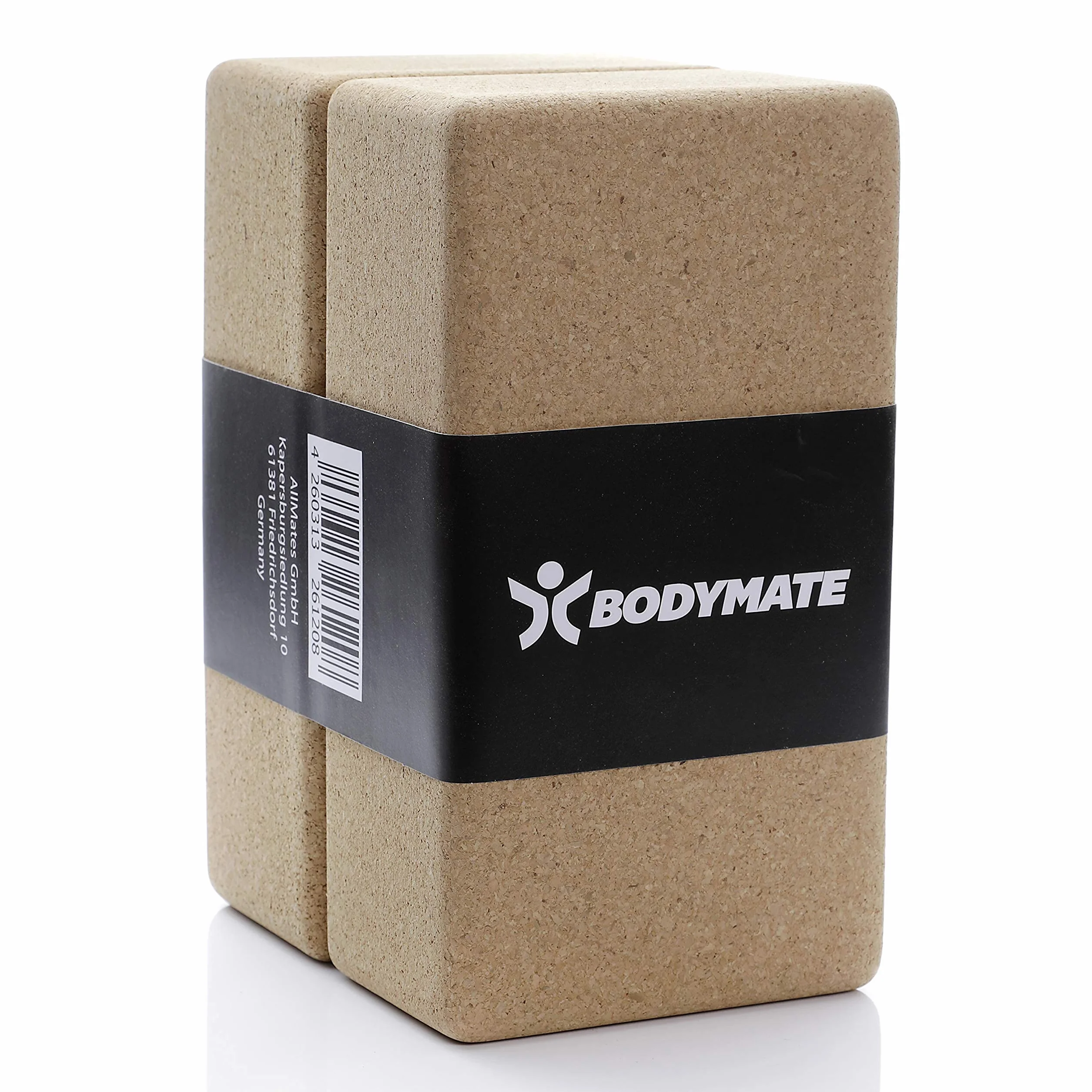 BODYMATE – kostki do jogi z korka – zestaw 2 szt., z naturalnego, w 100% ekologicznego korka – do asan, medytacji, ćwiczeń relaksacyjnych, dla początkujących i profesjonalistów – 22 x 12 x 7,5 cm