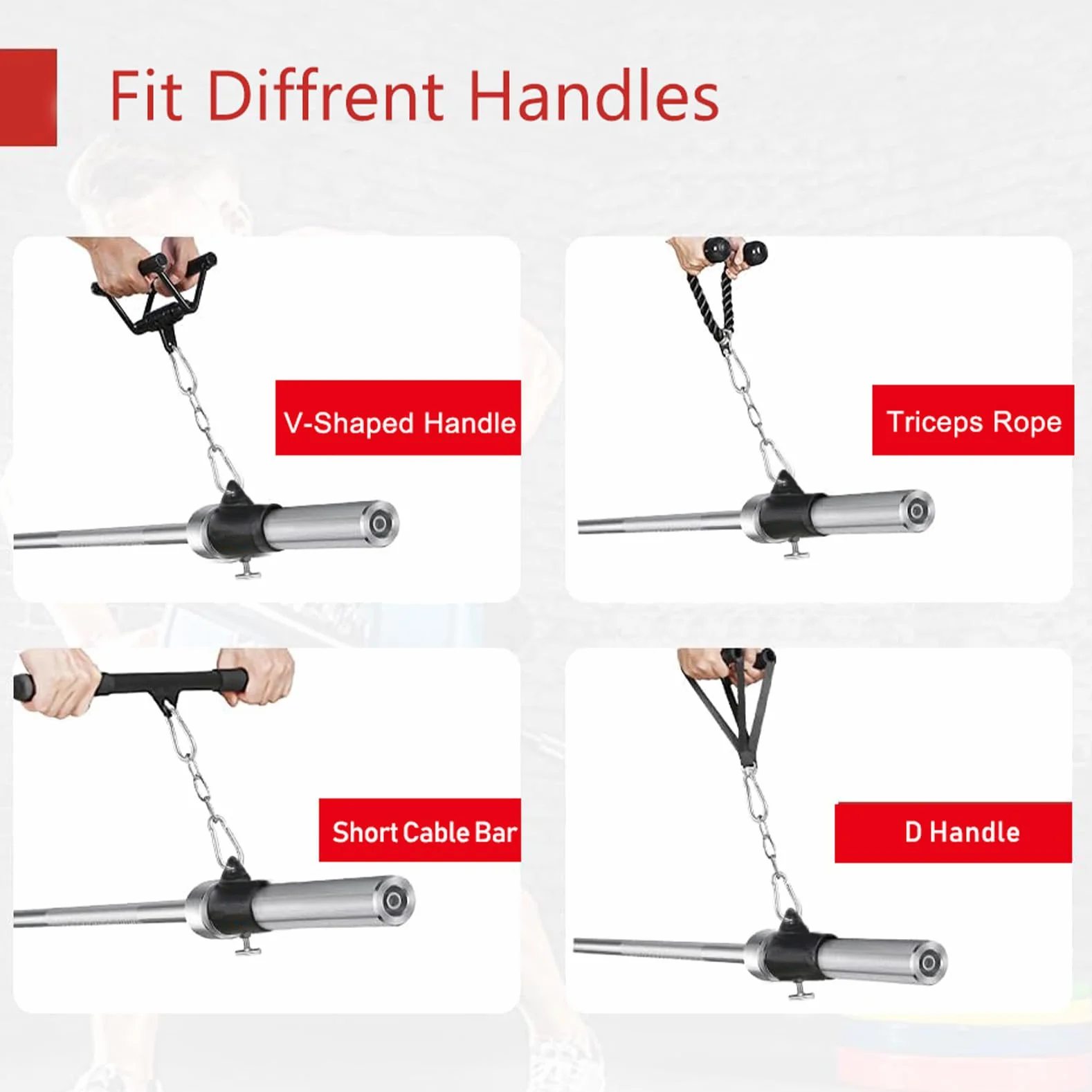 Aoneky Platforma rzędowa w kształcie litery T 5 cm mocowanie oczka z łańcuszkiem regulowany kołnierz olimpijski do pojedynczego uchwytu D Triceps Lat Pull Down Bar