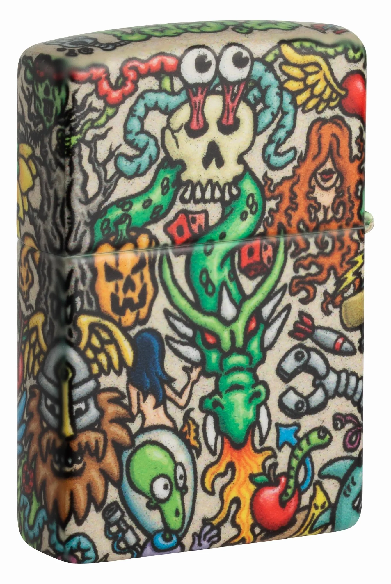 Zippo Tattoo Theme Zapalniczka Sztormowa, Kolorowy Nadruk, do Napełniania, Wielokrotnego Użytku, Wiatroodporna Konstrukcja, Pudełko na Prezent, Wykonano w USA, Kolor 540°