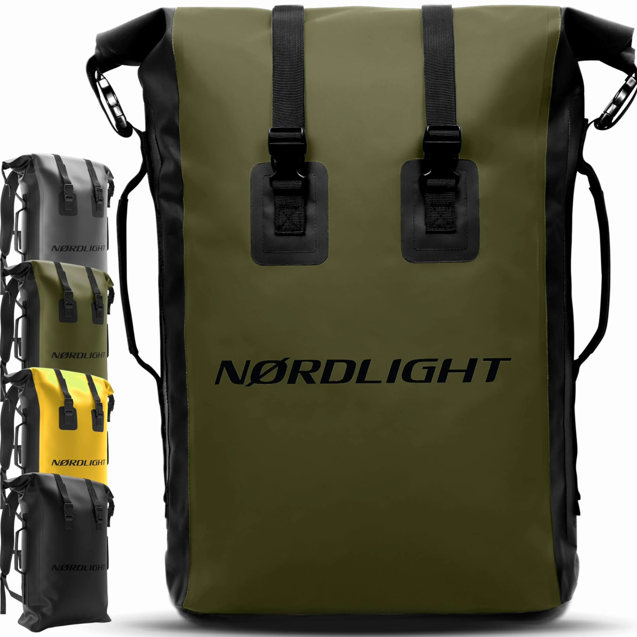 Nordlight Wodoodporny plecak Dry Bag 35L - (Oliwkowa Zieleń) Plecak zwijany z wyściełanym paskiem, wodoodporna torba do sportów wodnych, plecak rowerowy, plecak kurierski, trekking, wędkarstwo