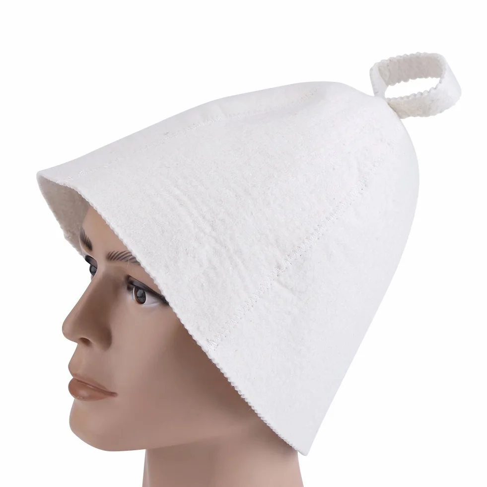 Kapelusz do Sauny Czapka Filcowa 100% Wełniana Biała 22 cm