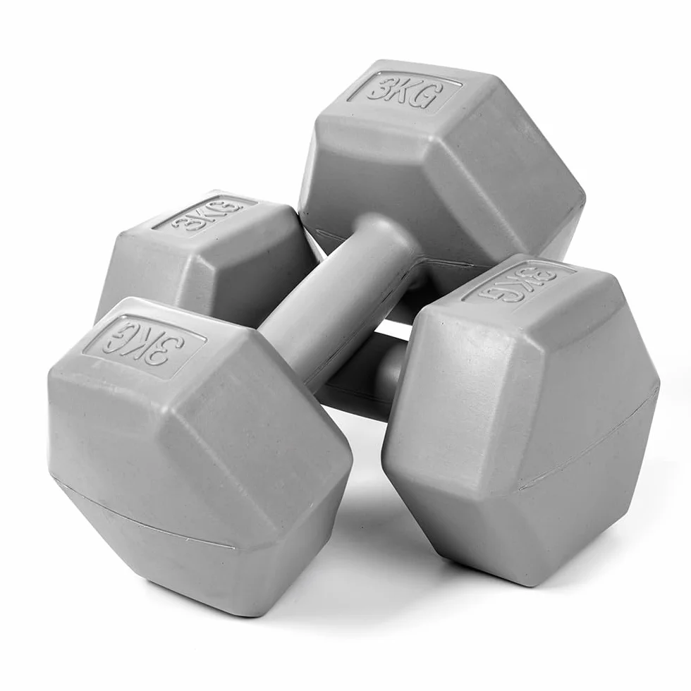 Zestaw 2 krótkich hantli z litego cementu, antypoślizgowe, 2 x 1-4 kg do fitnessu i treningu siłowego