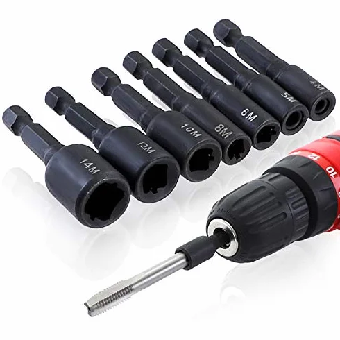 Adaptery do gwintowników M4-M14 1/4'' trzpień sześciokątny 7 sztuk