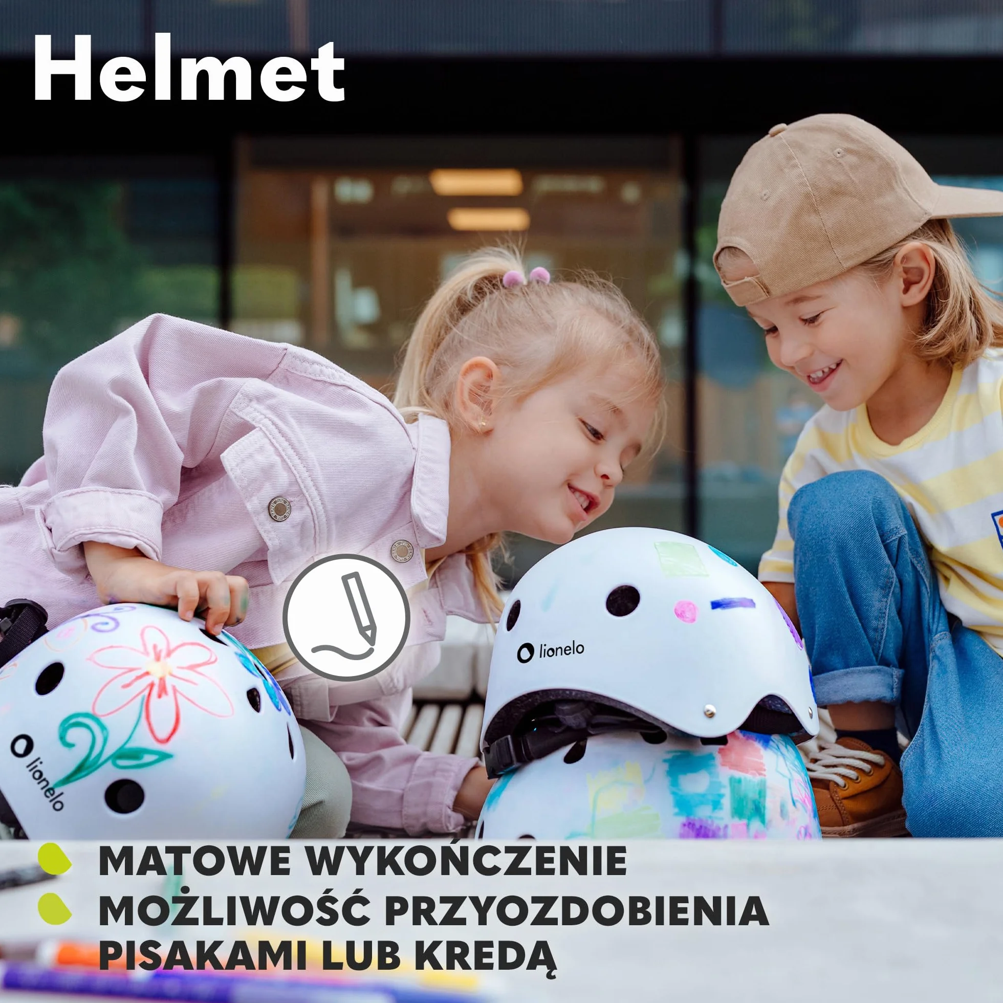 LIONELO Helmet Ochronny Kask Rowerowy dla Dzieci, Regulowany 50-56 cm, Osłona na Podbródek, Kask Dla Dziewczynek i Chłopców z Certyfikatem Intertek, Rozmiar S
