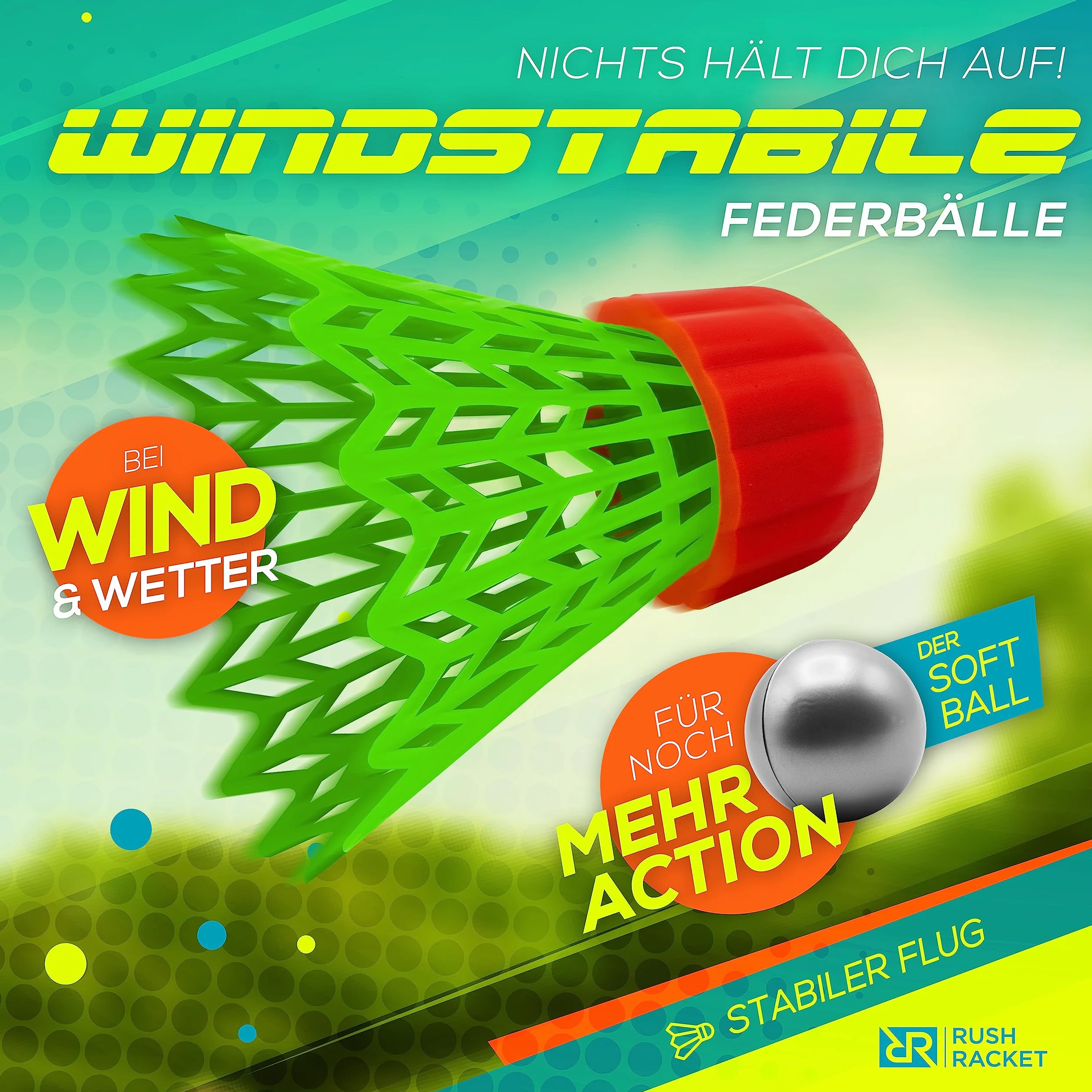 RS3 Speed zestaw 5-częściowy do badmintona (2 rakiety, 5 x lotki, 1 x softball, 8 x oznaczenie polowe, 1 x torba do noszenia) zestaw crossmintona – zestaw do badmintona Turbo