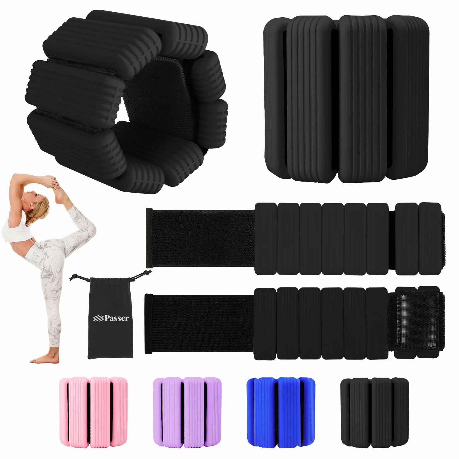 Regulowane ciężarki na nadgarstki i kostki dla kobiet mężczyzn zestaw 2 szt. (0,5 kg każdy) - 1 kg opaski na nadgarstki do siłowni, pilatesu, jogi, joggingu, tańca, pływania