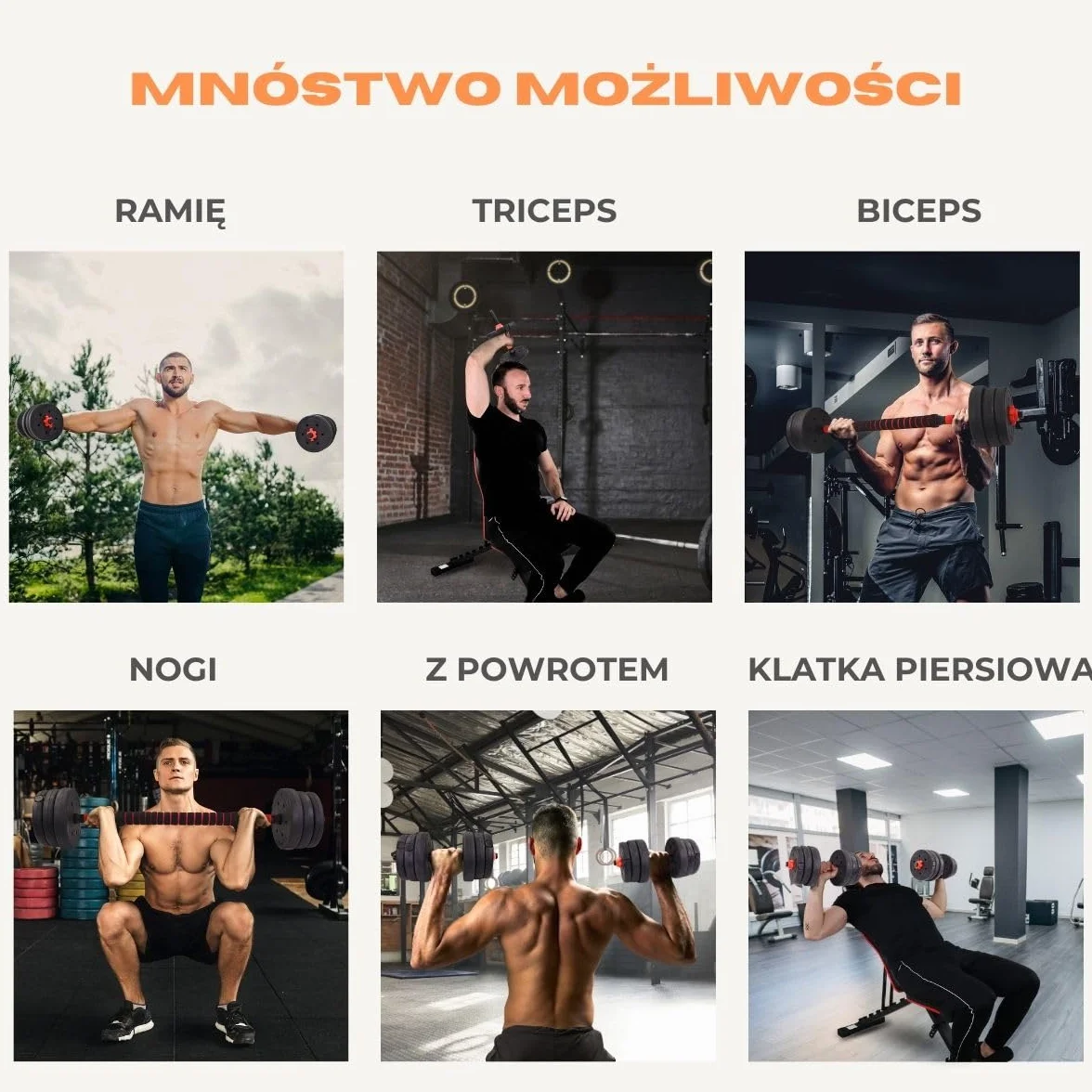 Mobiclinic Regulowane hantle 2 w 1 20 kg Wytrzymała stal