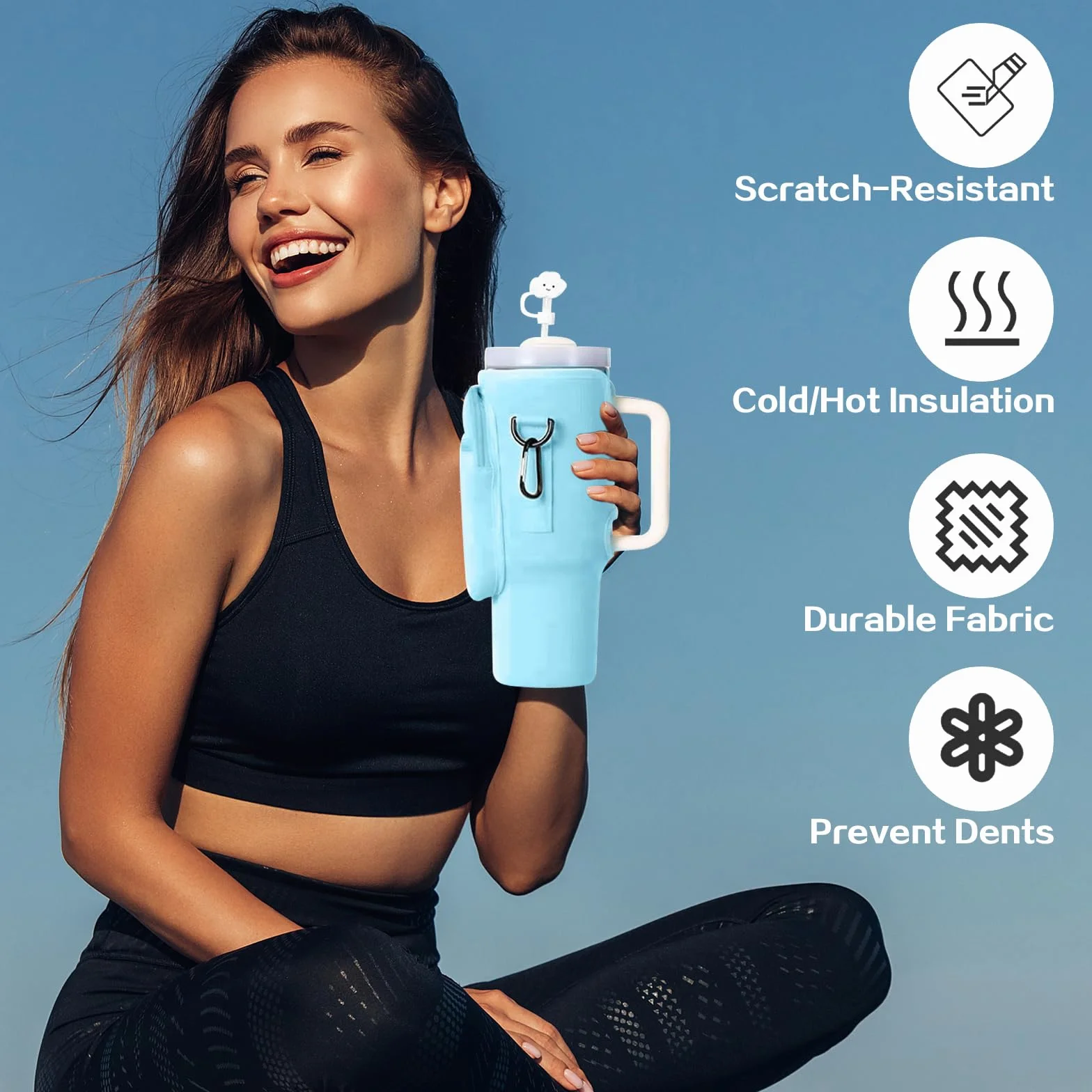 Torba na kubek Stanley Cup 1,2 l / 40 oz – praktyczna torba do przenoszenia z kieszenią na telefon komórkowy, breloczek do kluczy i regulowanym paskiem do użytku na zewnątrz, do biura, podróży i