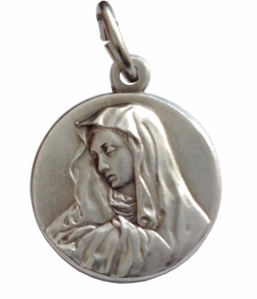 I G J Medal Matki Bożej Bolesnej - Medal Świętych Patronów, Mosiądz, Brak kamienia