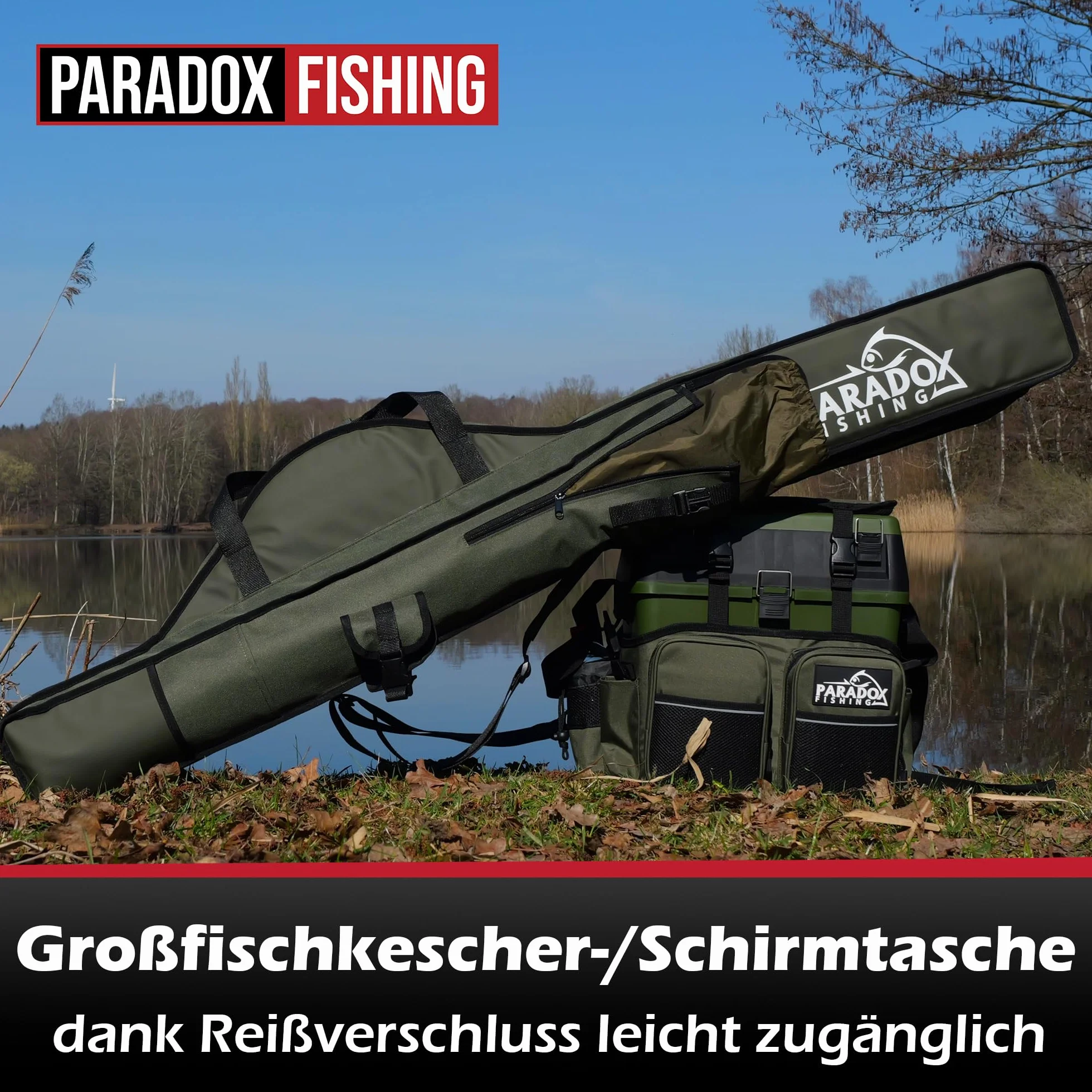 Paradox Fishing Torba wędkarska z 2/3/4 przegródkami, 120 cm, 130 cm, 150 cm, 160 cm, 190 cm, torba wędkarska