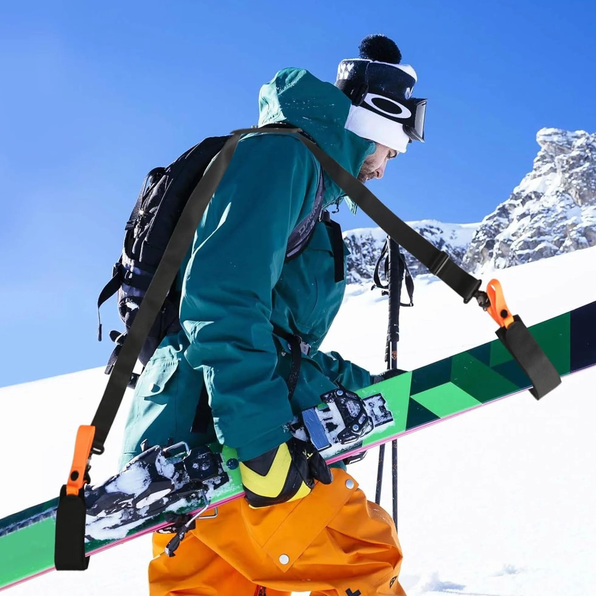 2 szt. Pasek narciarski, Zimowe paski do noszenia na narty, Talia per stivali da sci, regulowany pasek na ramię do snowboardu, torby na narty, nylonowe paski do narciarstwa, pasek narciarski