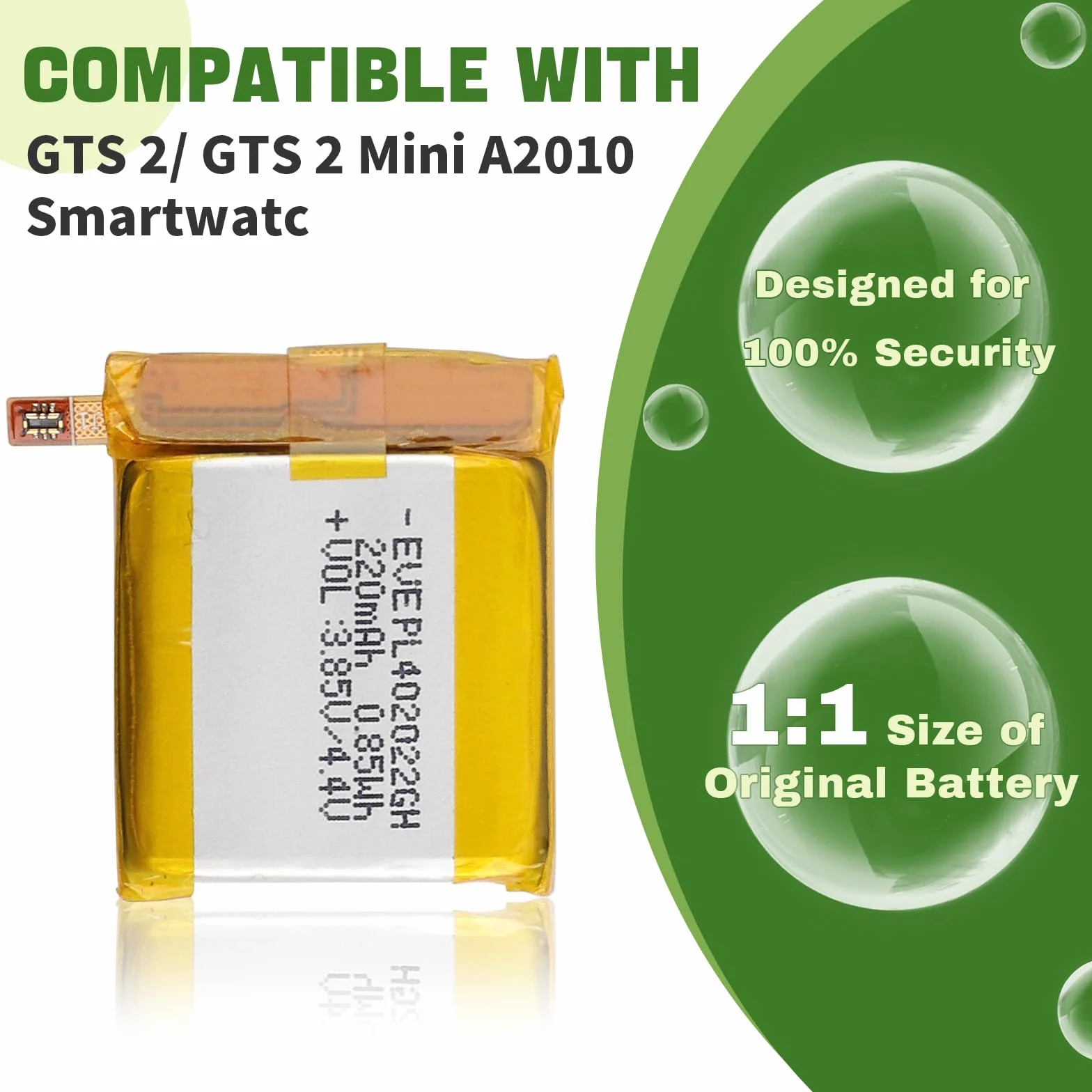 220 mAh nowa bateria zastępcza PL402022GH kompatybilna z GTS 2 / GTS2 Mini A2010 Smartwatch bateria zamienna z zaktualizowanym zestawem narzędzi naprawczych
