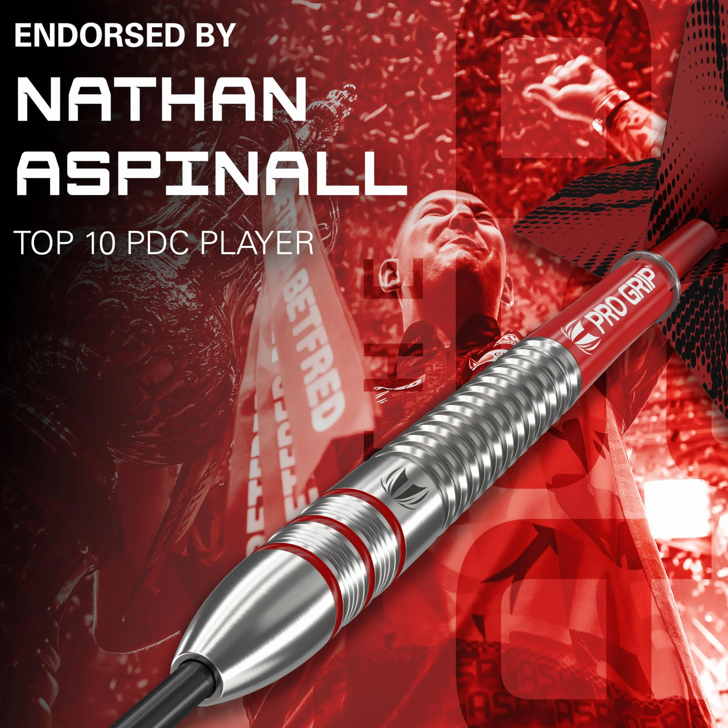 Target Darts Nathan Aspinall 22G/23G/24G zestaw rzutek ze stali wolframowej – 9 wałków Pro Grip – 9 Pro Ultra Flights – portfel do rzutek
