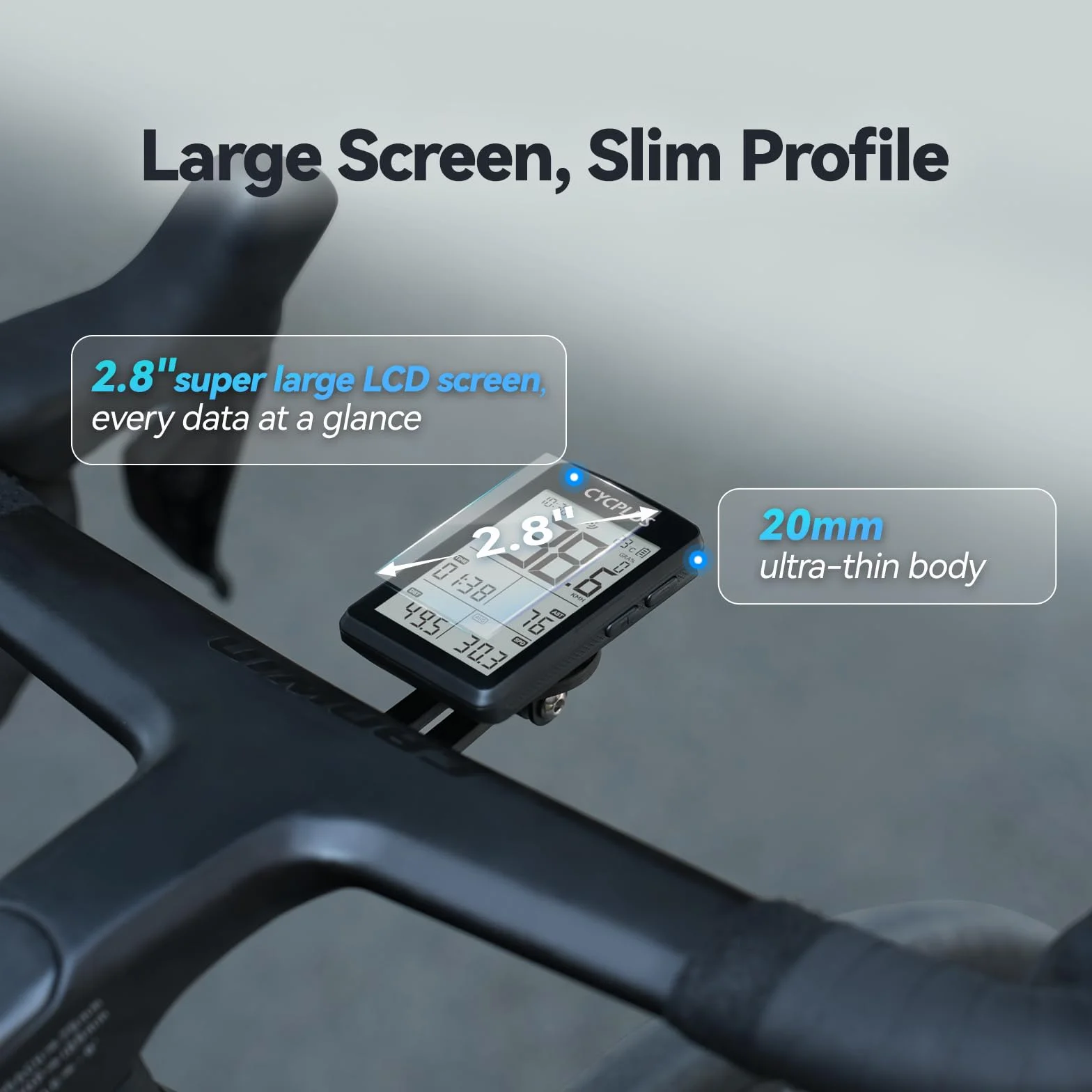 CYCPLUS Komputer rowerowy GPS bezprzewodowy, ANT+ komputer rowerowy GPS z Bluetooth, ekran LCD 2,8 cala, wytrzymałość baterii 100 godzin, prędkościomierz rowerowy z automatycznym podświetleniem