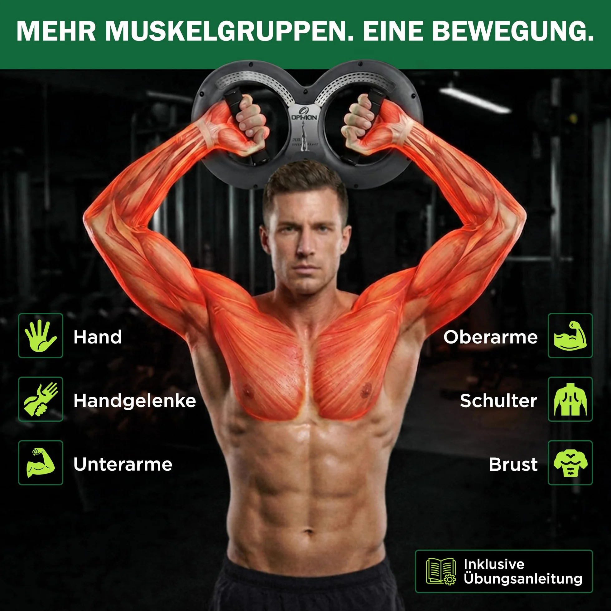 OPHION Multi Power Gripper – trener przedramion i dłoni do treningu ramion, nadgarstków, ramion i klatki piersiowej – trener siły chwytu z oporem obrotowym – trening siłowy dla sportowców i w domu
