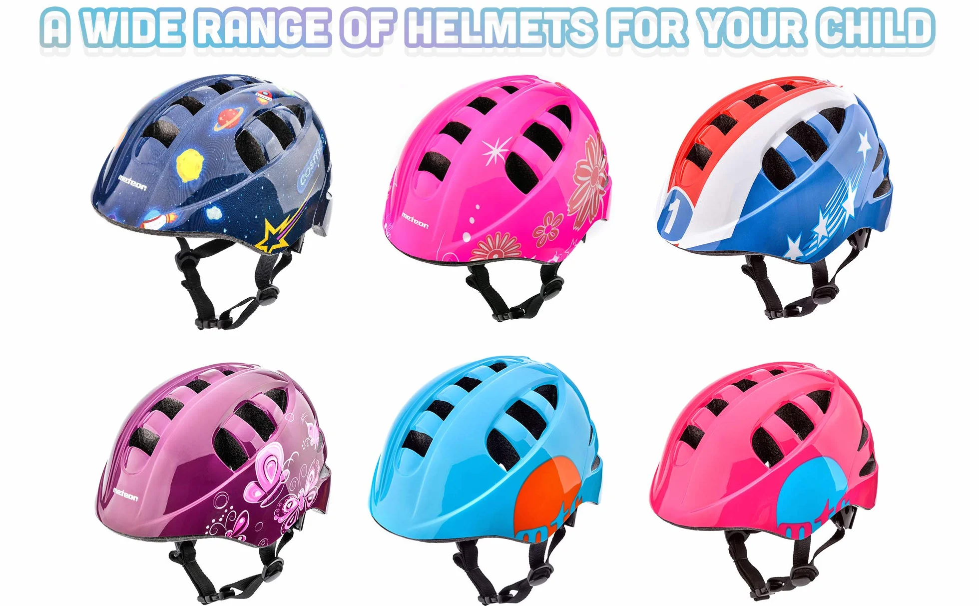 Kask Rowerowy Dla Dzieci – Bezpieczny, Regulowany Kask Na Rower, Hulajnogę i Rolki – Dla Dziewczynki i Chłopca, Lekki Kask Dziecięcy METEOR