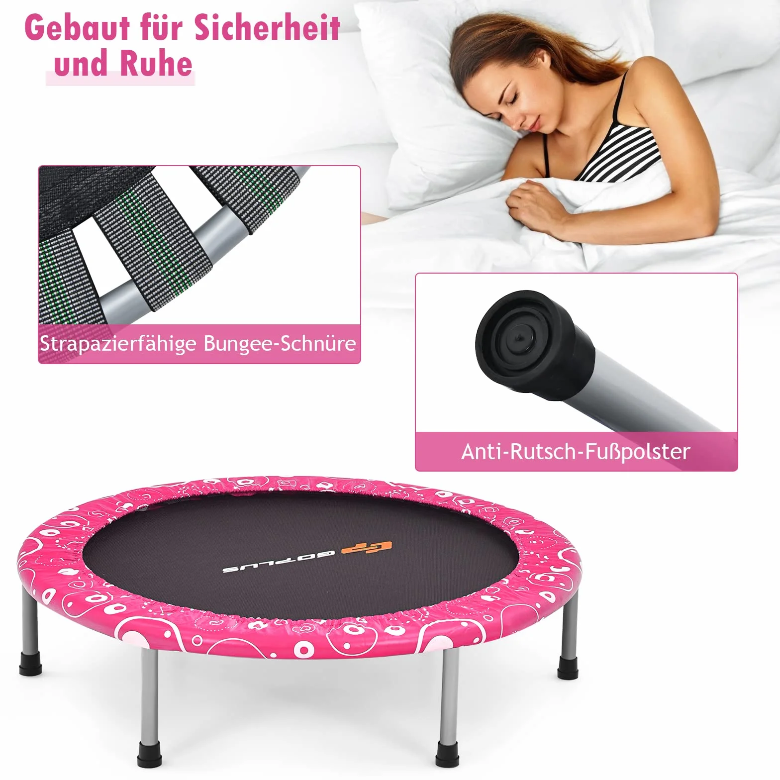 GOPLUS Minitrampolina dla dzieci 92 cm składana z uchwytem do 150 kg