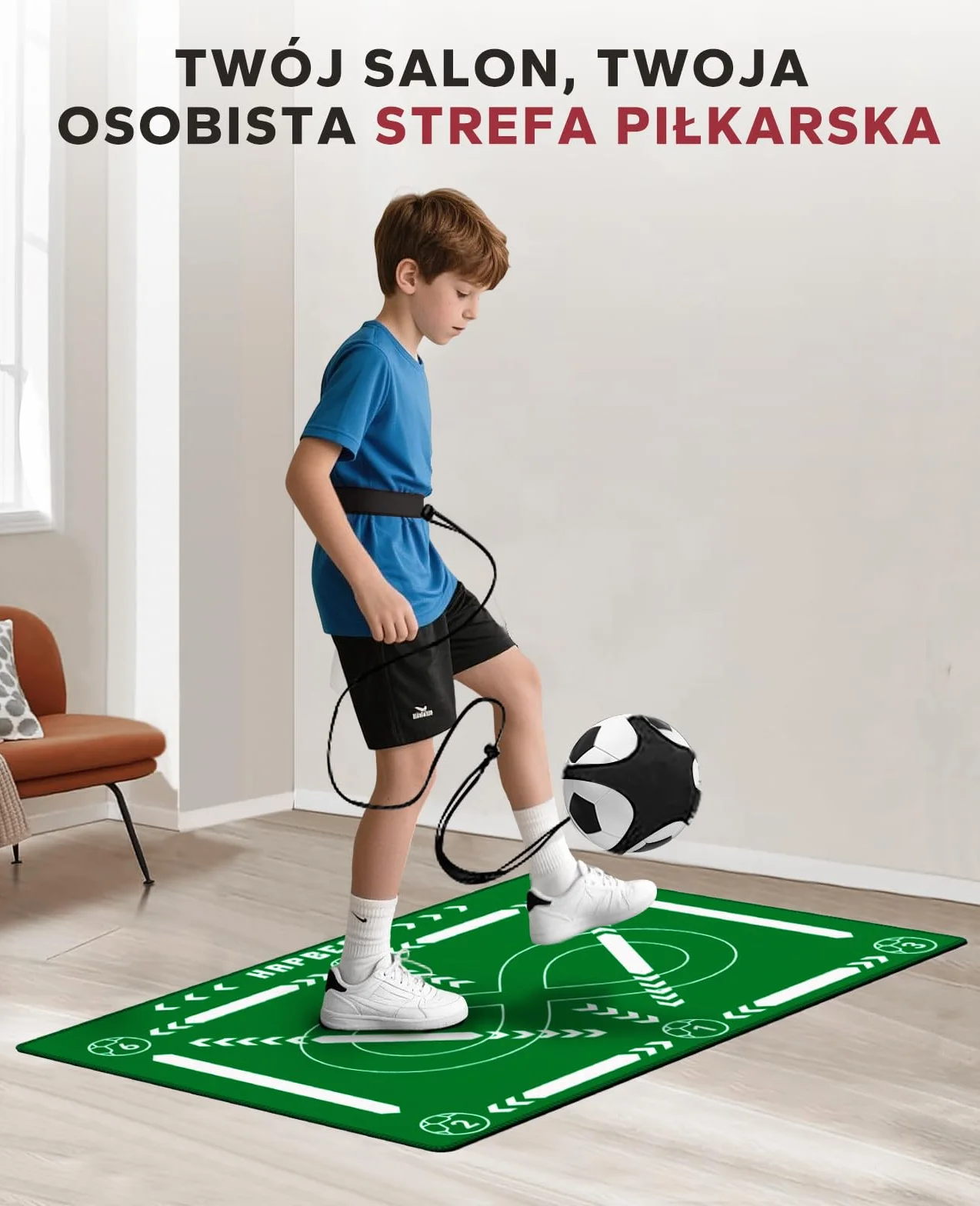 HAPBEAR Mata treningowa do piłki nożnej 90×60 cm 5 mm antypoślizgowa zestaw do kontroli piłki